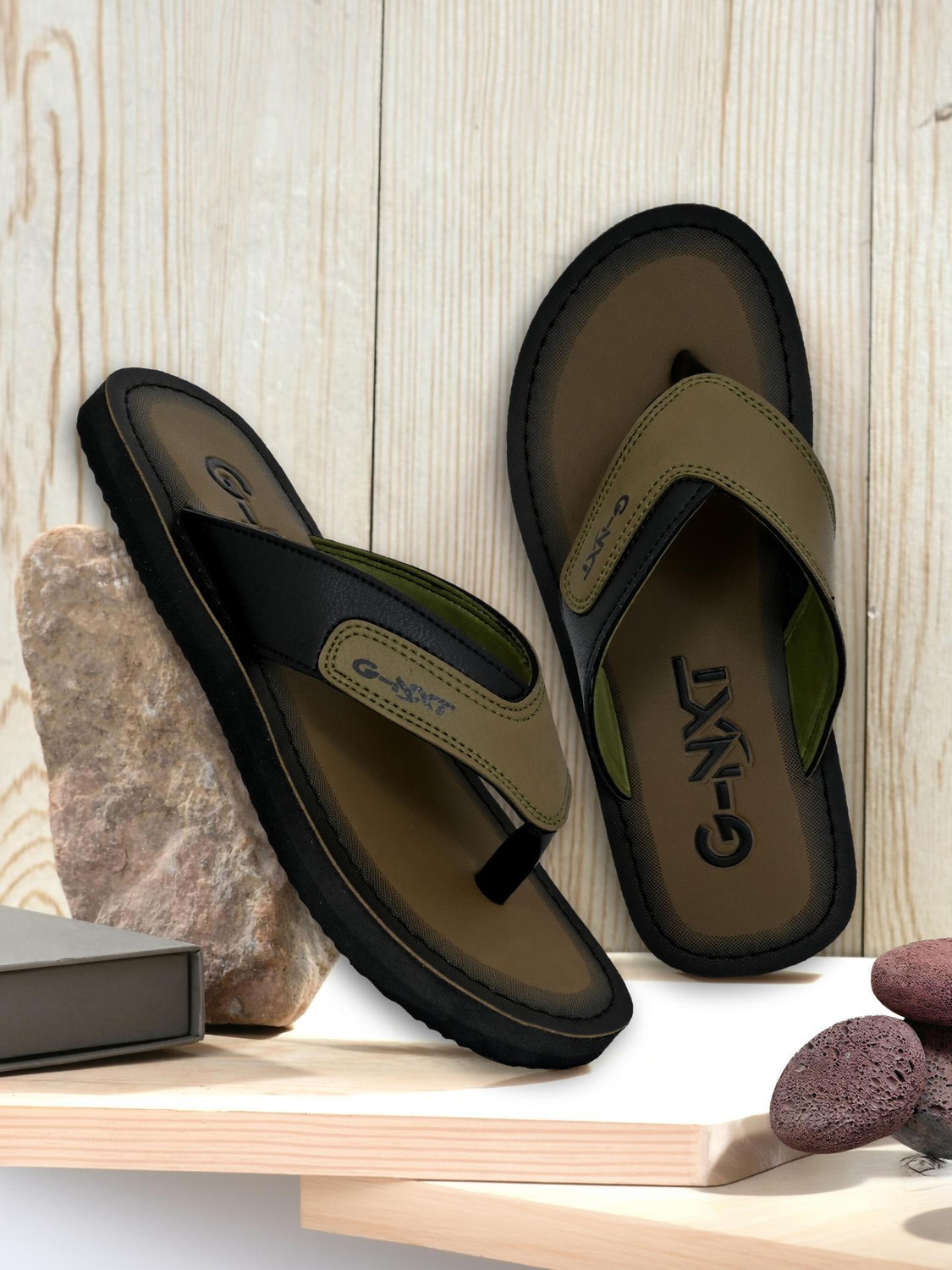 Image of G NXT Men Flip Flops (Green, 8)