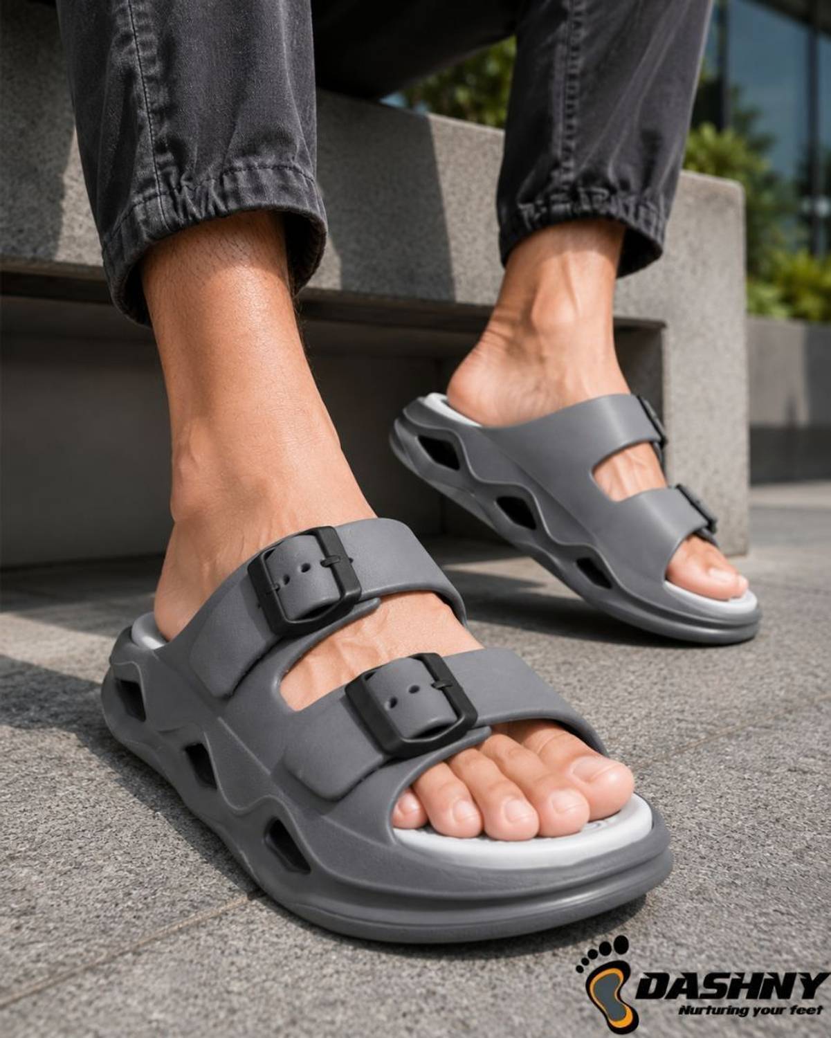 DASHNY Men Adjustable Double Strap Cushioned Slides - Image 3