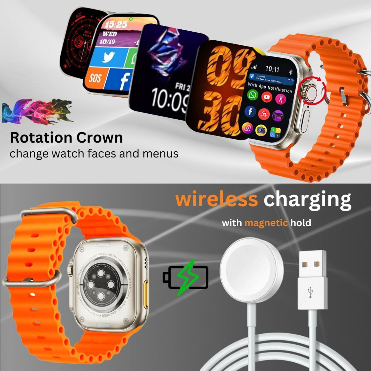 Image of TECHIO T800 Bluetooth Calling Touch Watch with IP67 Waterproof Music Play Smartwatch