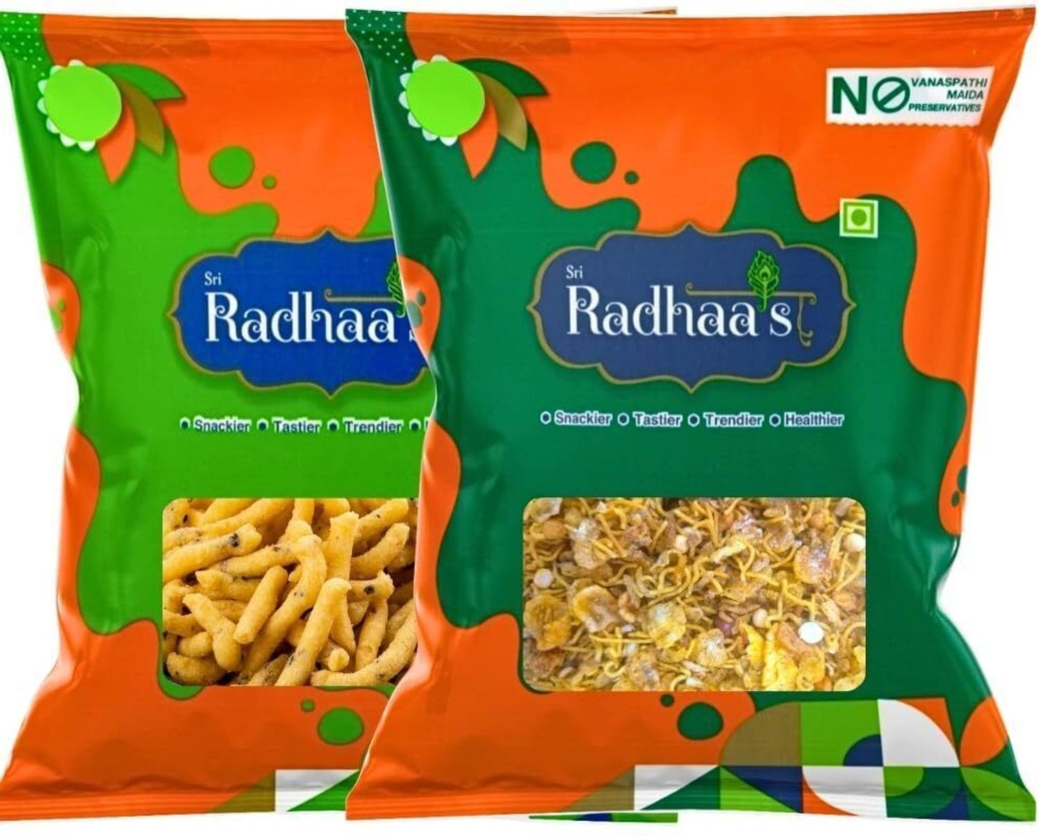 Sri Radhaa's Pepper Sev & Corn Mixture Combo Pack | South Indian Namkeen Sev Snacks 150g Each Sev