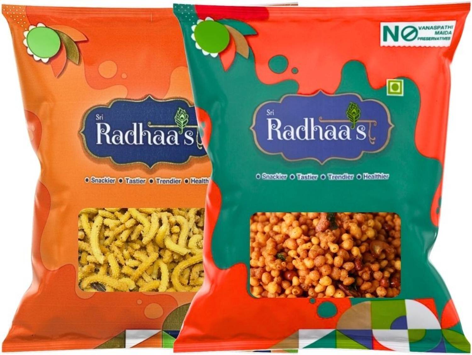 Sri Radhaa's Butter Murukku & Kara Boondi Combo-150g Each |Crispy South Indian Namkeen Snacks Namkeen