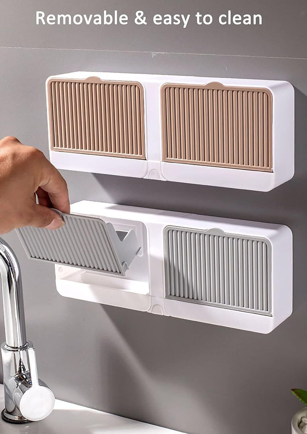 Image of DXDT 2in 1 Wall Mounted Soap Bar Holder /Soap Dish with Hook No Drilling /Self Draining