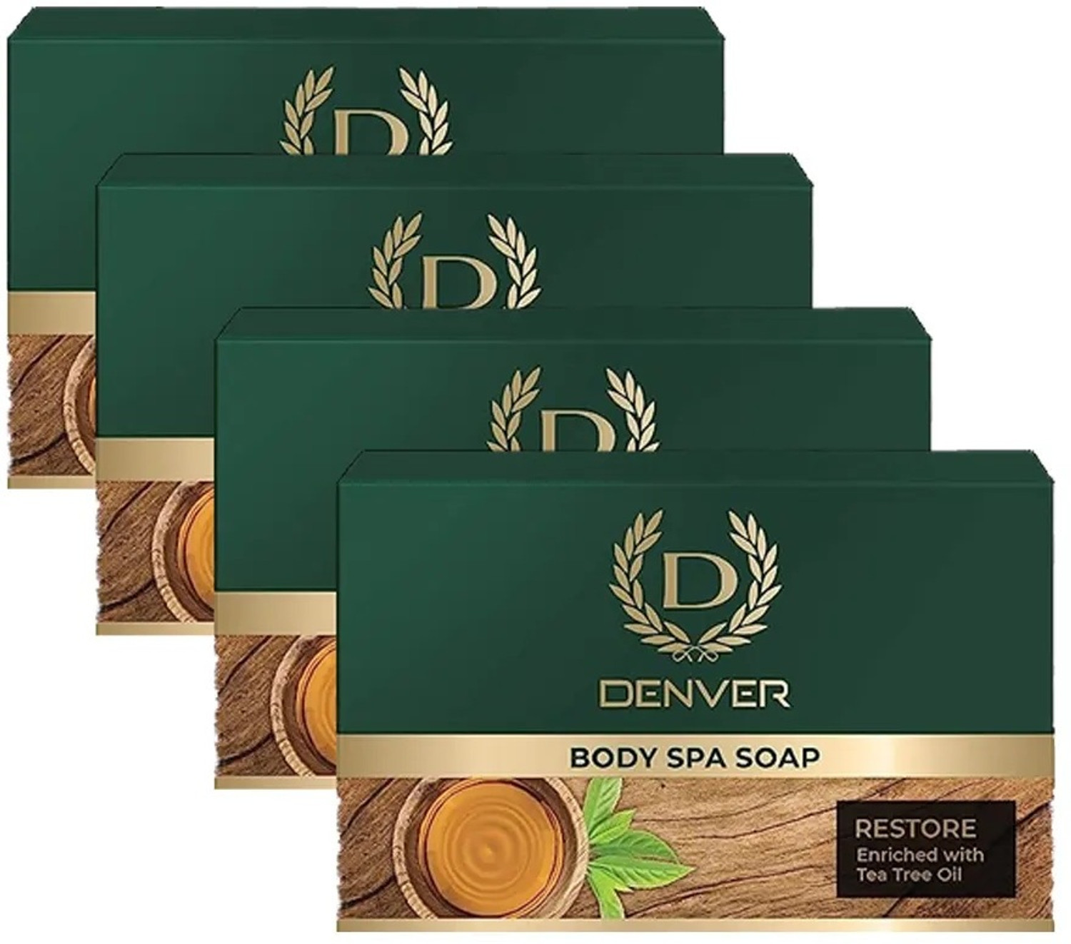 Image of DENVER Restore Body Spa Soap - 125GM Each (Pack of 4) | Enriched With Tea Tree Oil