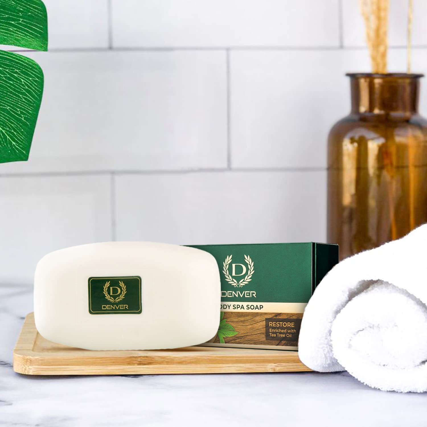 Image of DENVER Restore Body Spa Soap - 125GM Each (Pack of 4) | Enriched With Tea Tree Oil