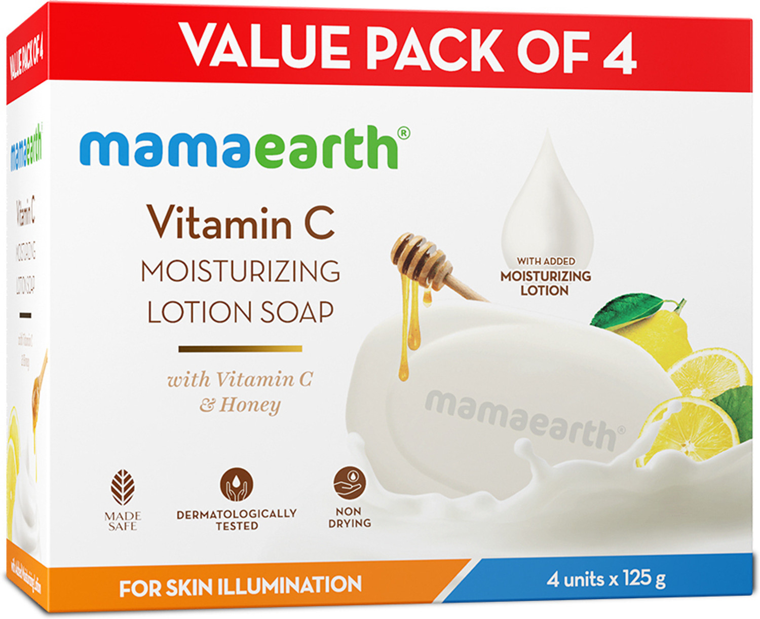 Image of Mamaearth Vitamin C Moisturizing Lotion Soap with Vitamin C & Honey for Skin Illumination