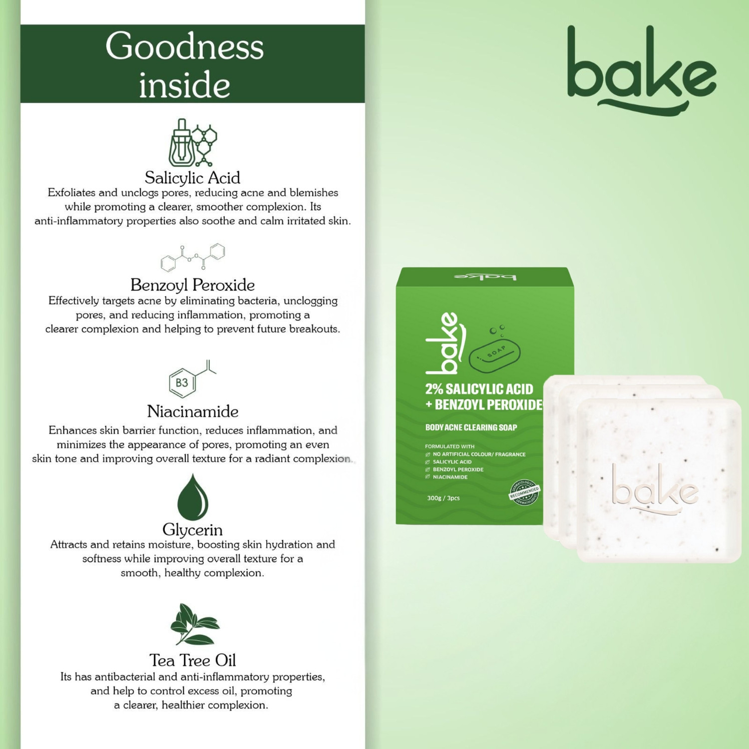 Image of BAKE 2% Salicylic Acid Soap for Body & Back Acne, Reduces Strawberry Legs