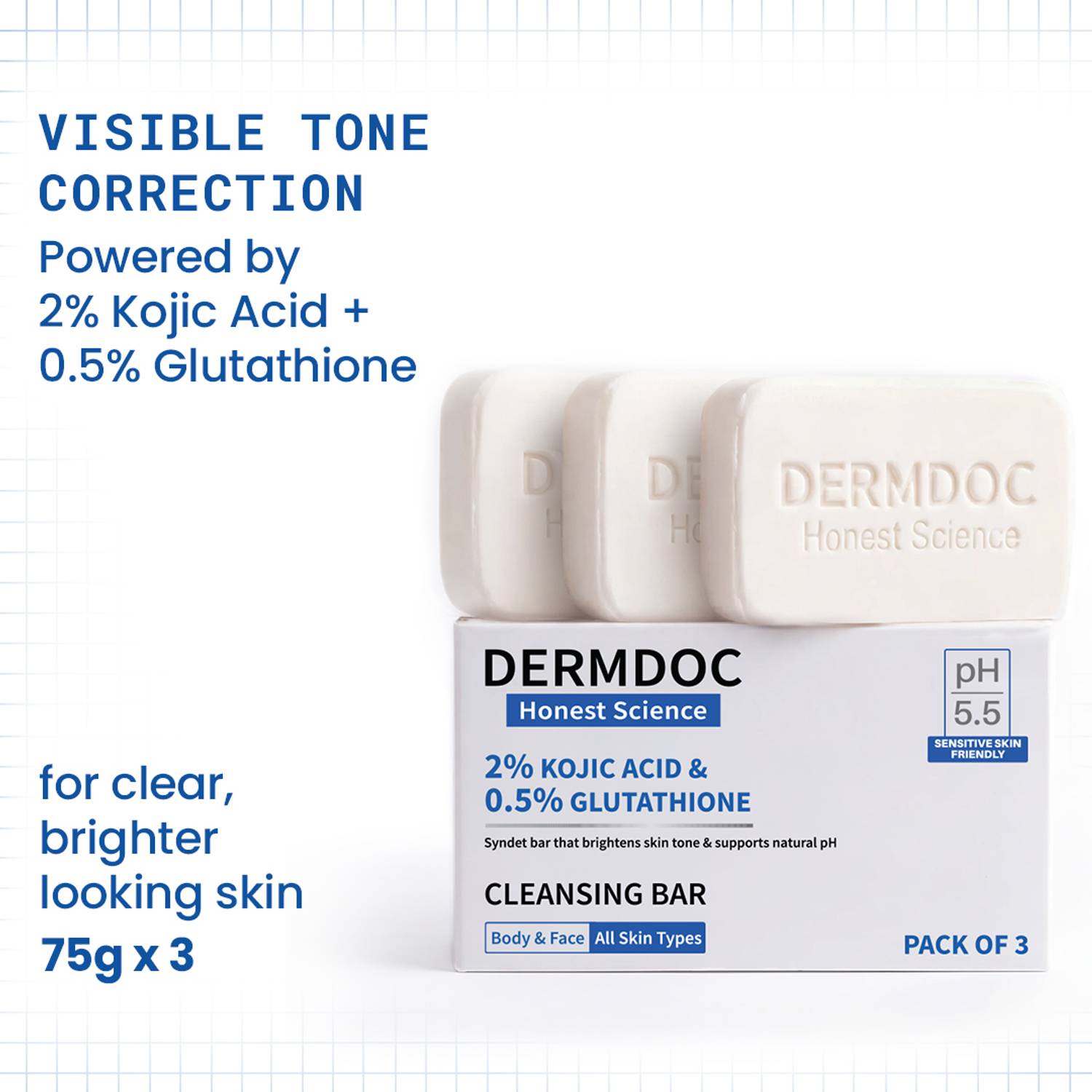 DermDoc 2% Kojic Acid + 0.5% Glutathione Cleansing Bar - Image 1