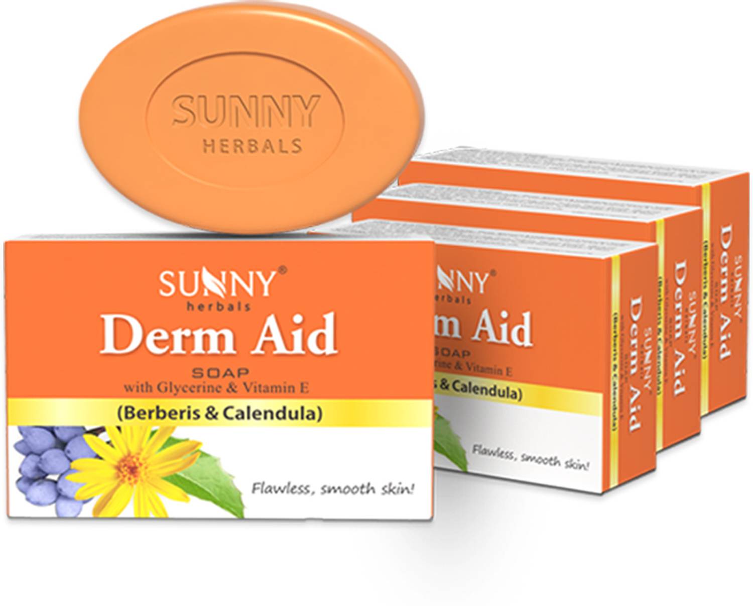 Sunny Herbals Derm Aid Soap (Berberis & Calendula) (4 x 75 g)