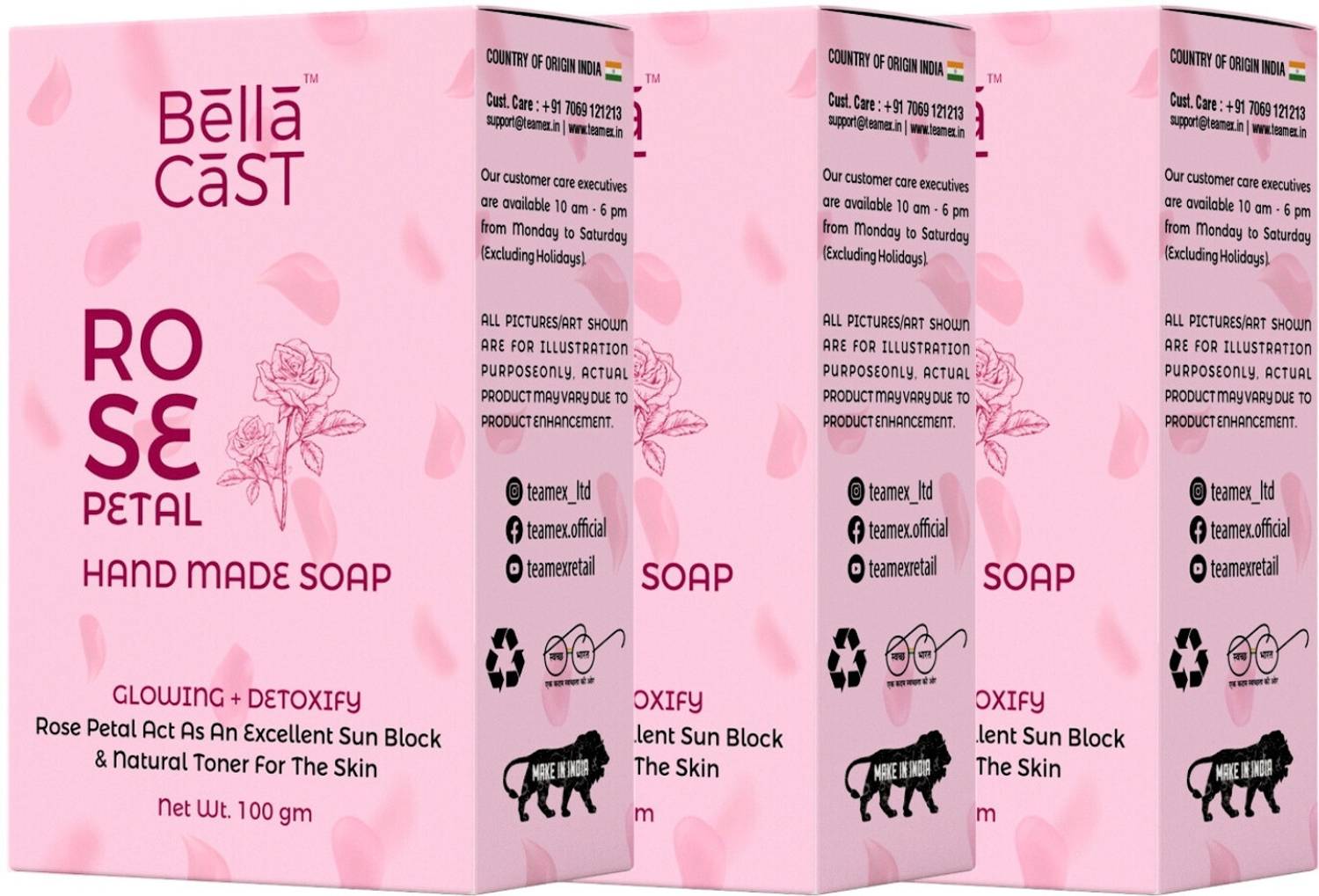 BellaCast Rose Handmade Soap Herbal Natural Rose Bath Soap for Natural Skin
