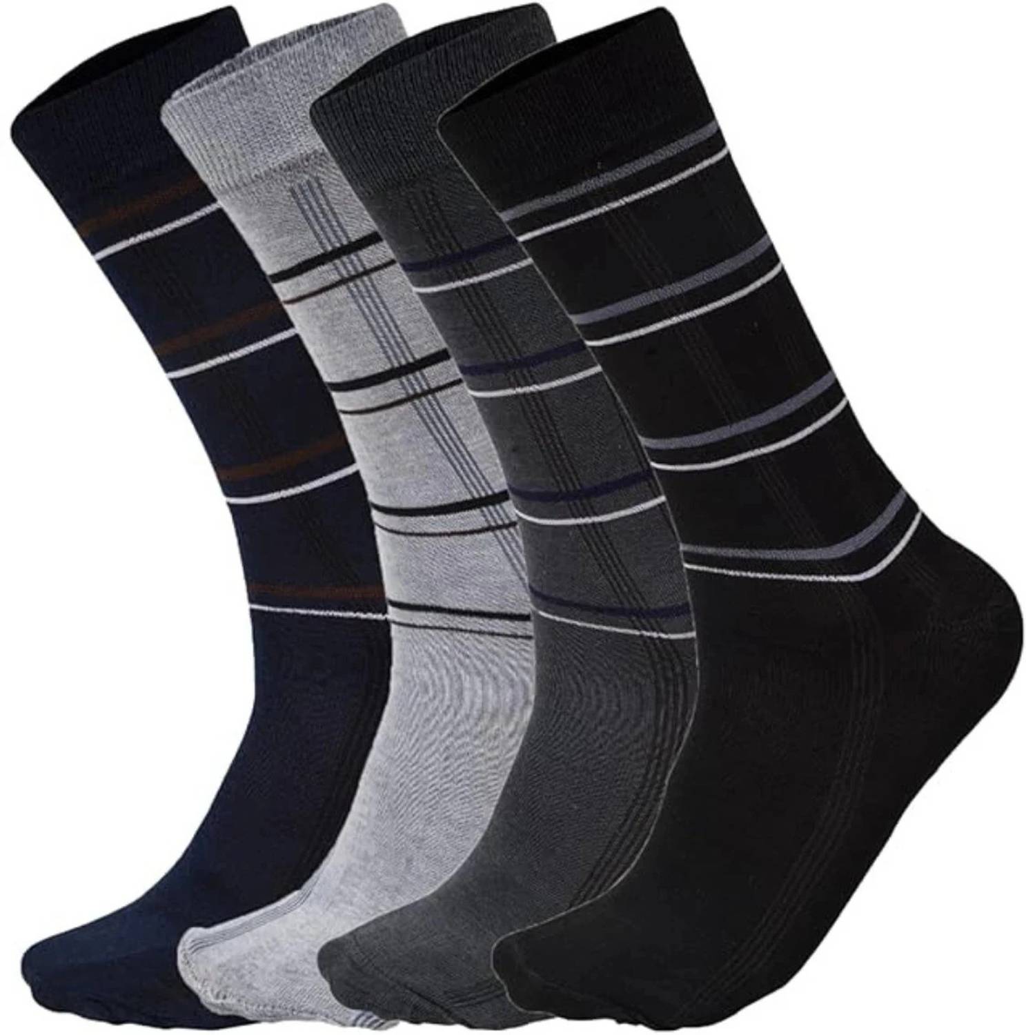 BASKESTHIP Men Striped Calf Length