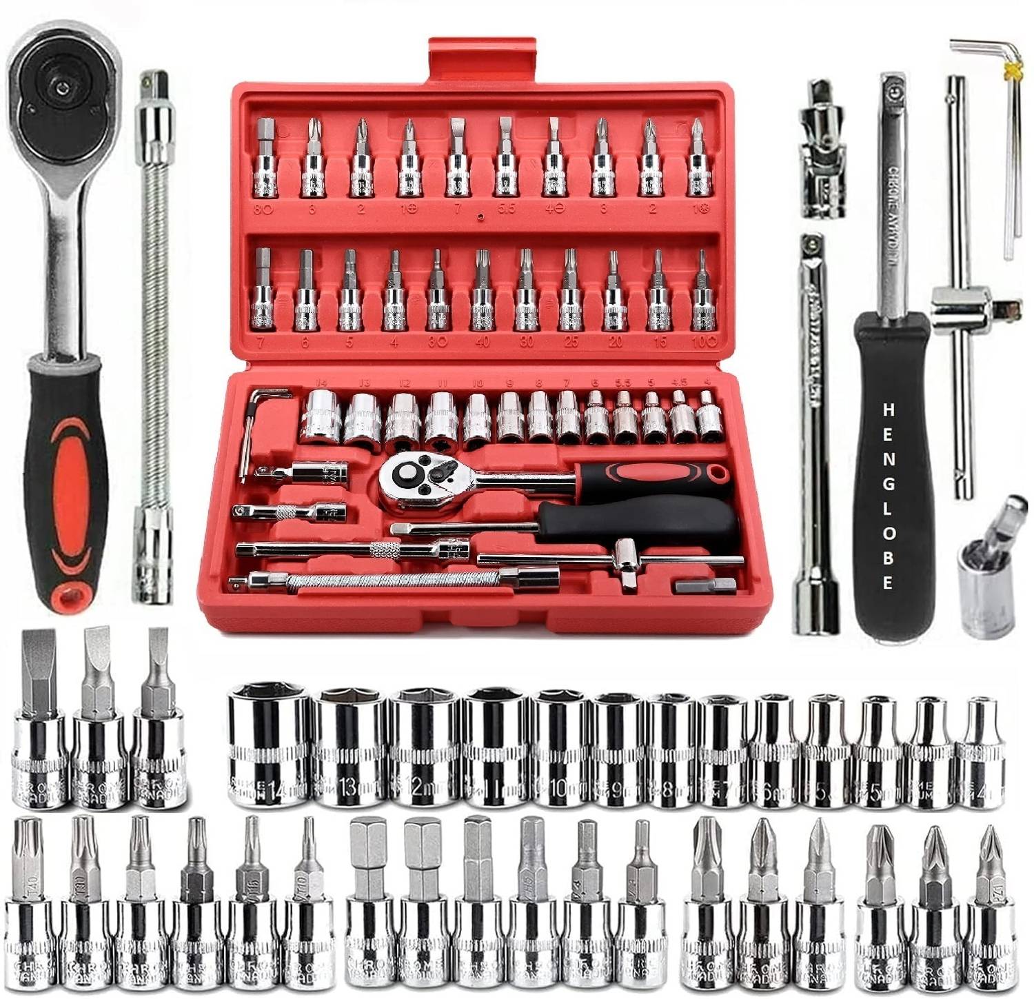 ChinuStyle 46pcs 1/4-Inch Socket Set Tool Kit - Image 1