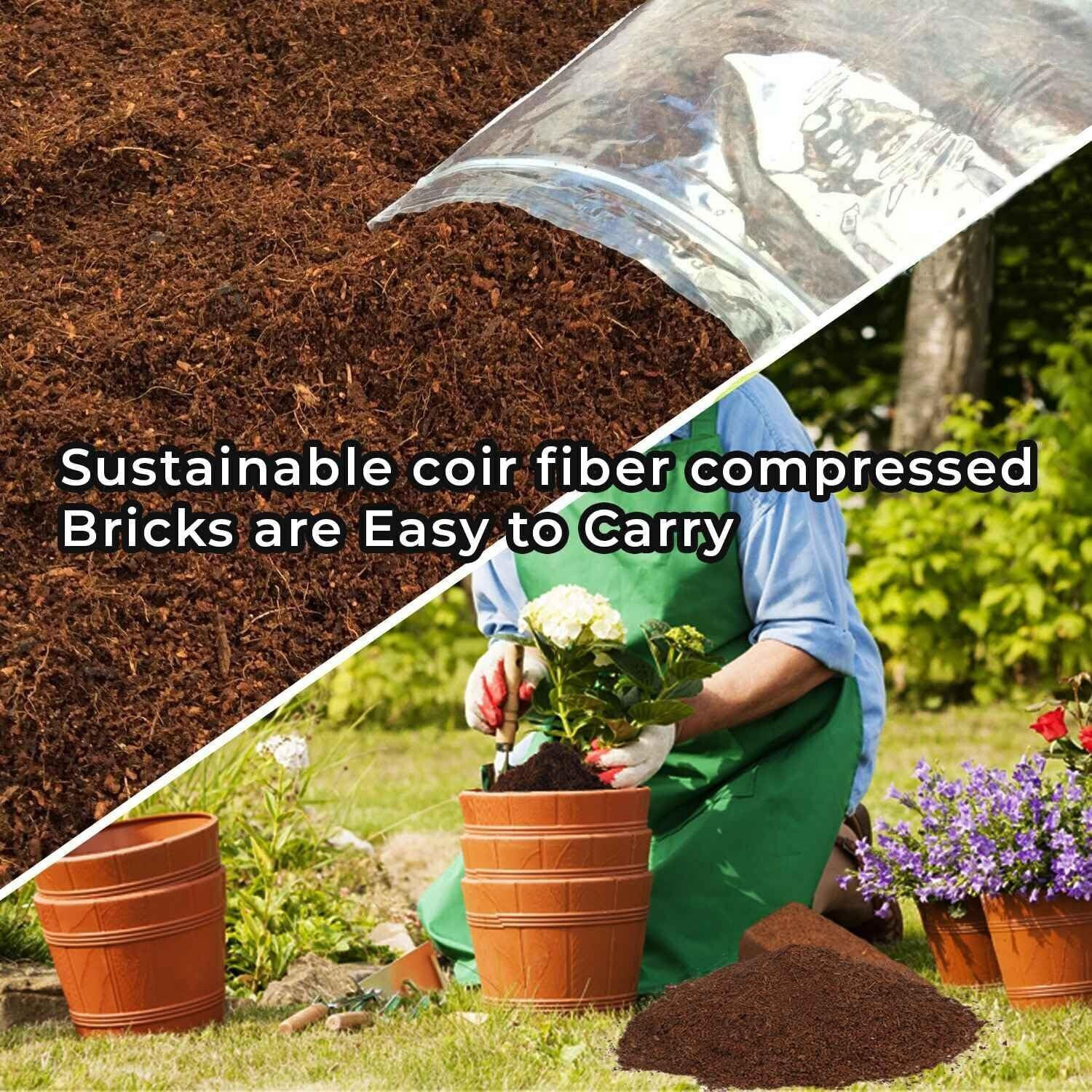 Image of DHARTI CORPORATION Cocopeat Powder 10kg Export Quality Washed Pith for Garden Soil Potting Mixture