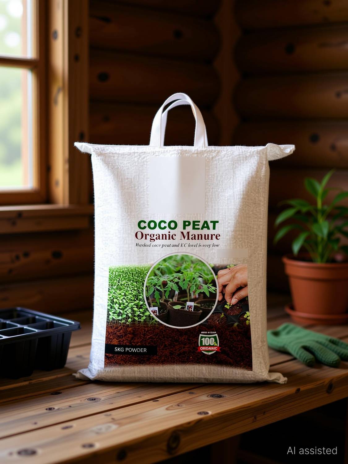 ATOM Agrotech Traditional Cocopeat Powder 5kg for Potted Plants Manure