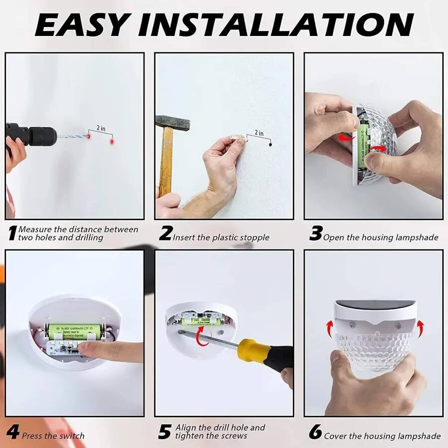 OKASTA 4PCS Solar Fence Lights - Image 2