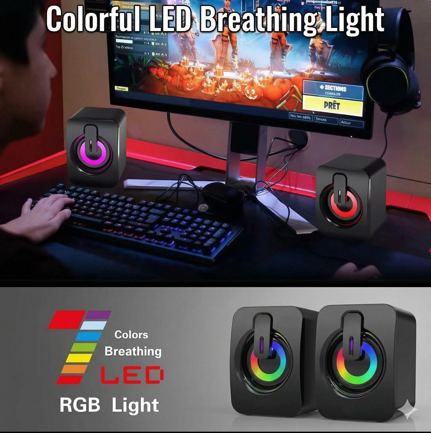 Image of JAXTER RGB LED Computer Speakers with USB Power & Stereo Sound for PC /Laptop 10 W Bluetooth Laptop /Desktop Speaker