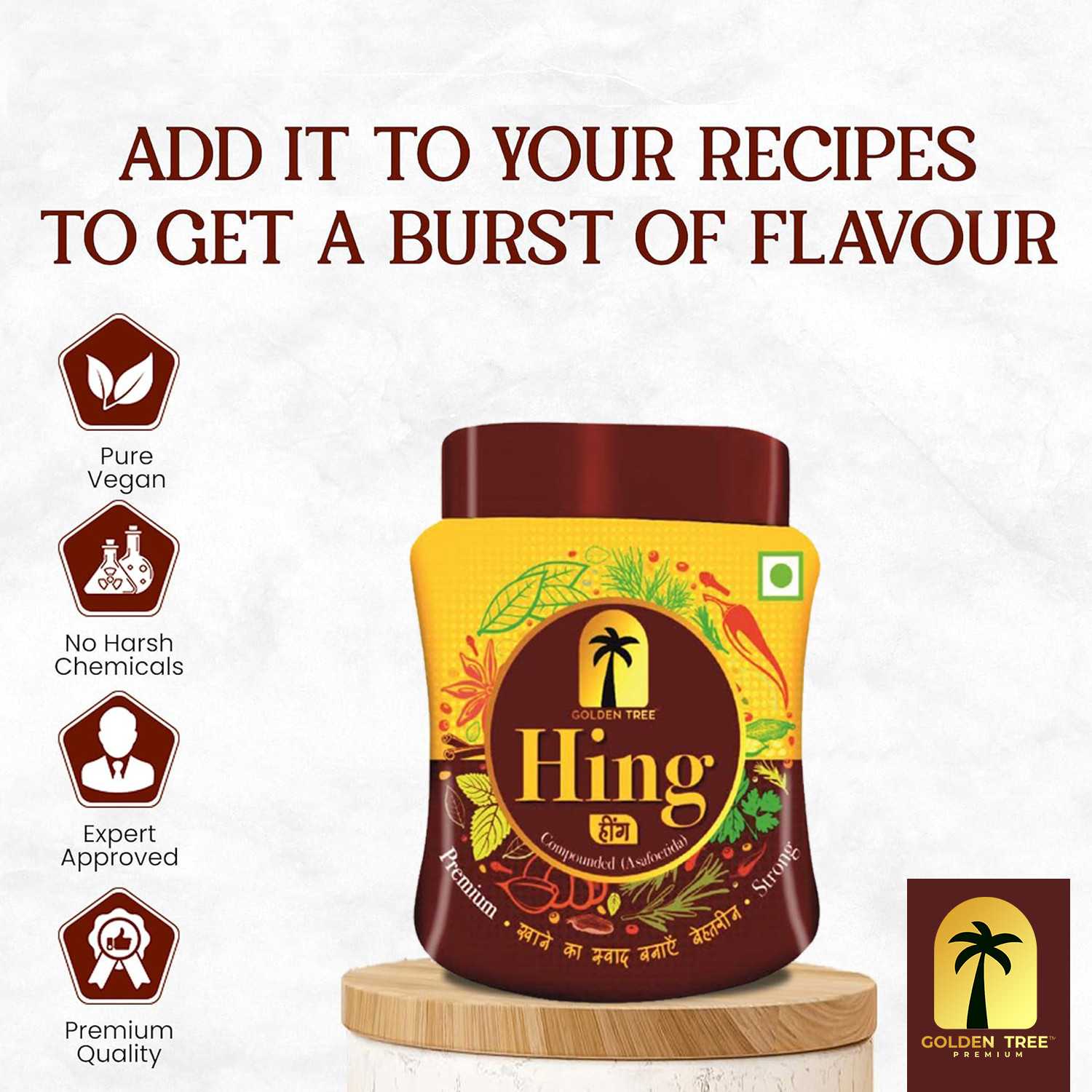 Image of Golden Tree 100% Premium Compounded Hing (Asafoetida) No Additives| Organic Authentic & Pure