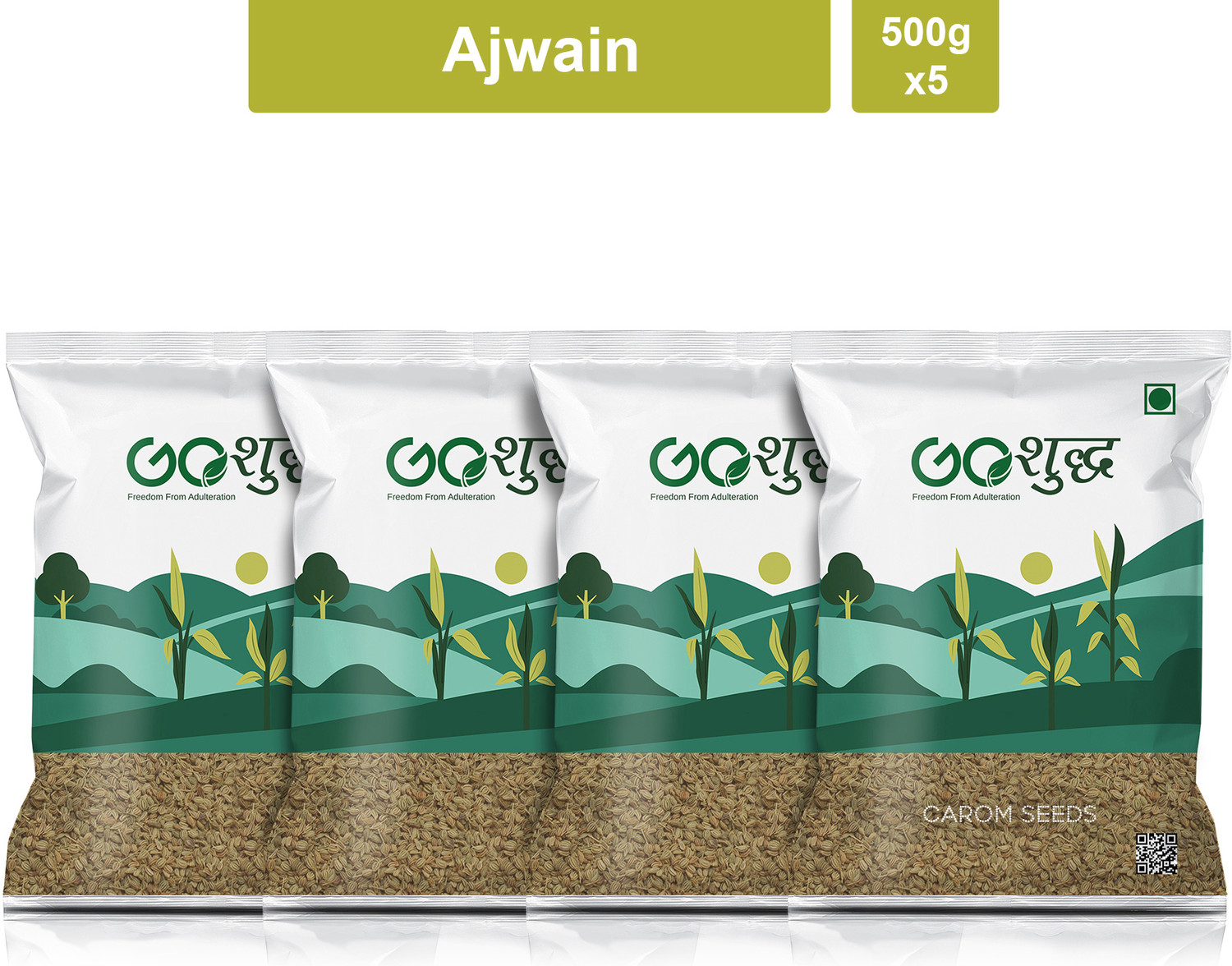 Image of Goshudh Ajwain Carom Seeds 2 kg (500g Each Pack of 4) | Aromatic & Authentic Taste