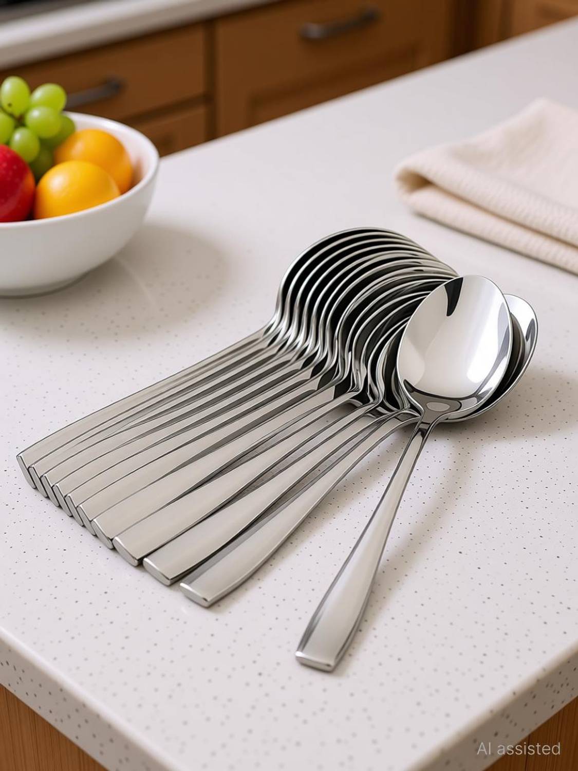 ADISANMATI Stainless Steel Spoons Set of 12, Dinner Spoon ,Food Grade Silverware Stainless Steel Table Spoon Set