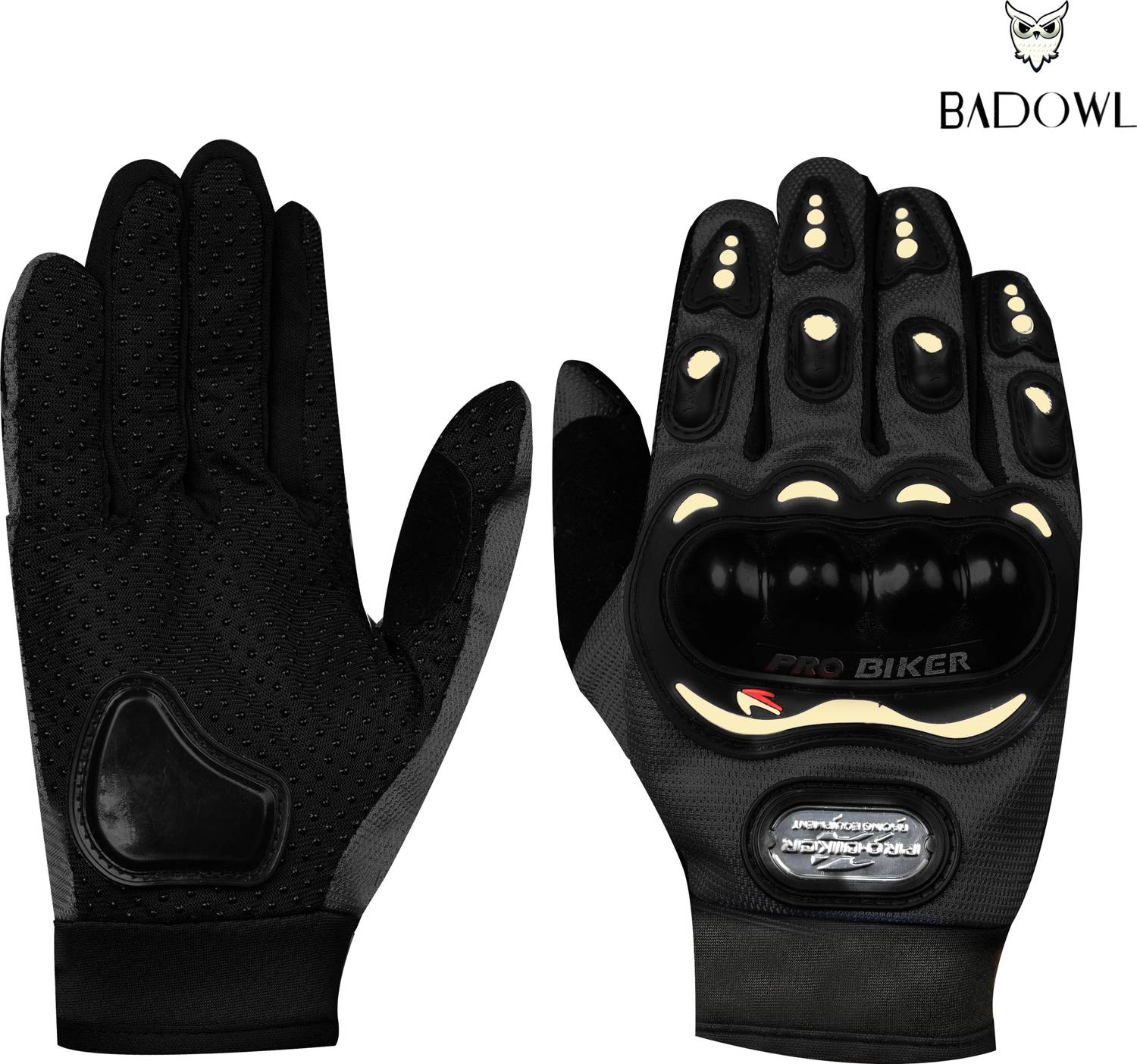 BAD OWL Probiker Racing Gloves, Full-Finger Hard Knuckle for Motorcycle, Outdoor, Sports Riding Gloves