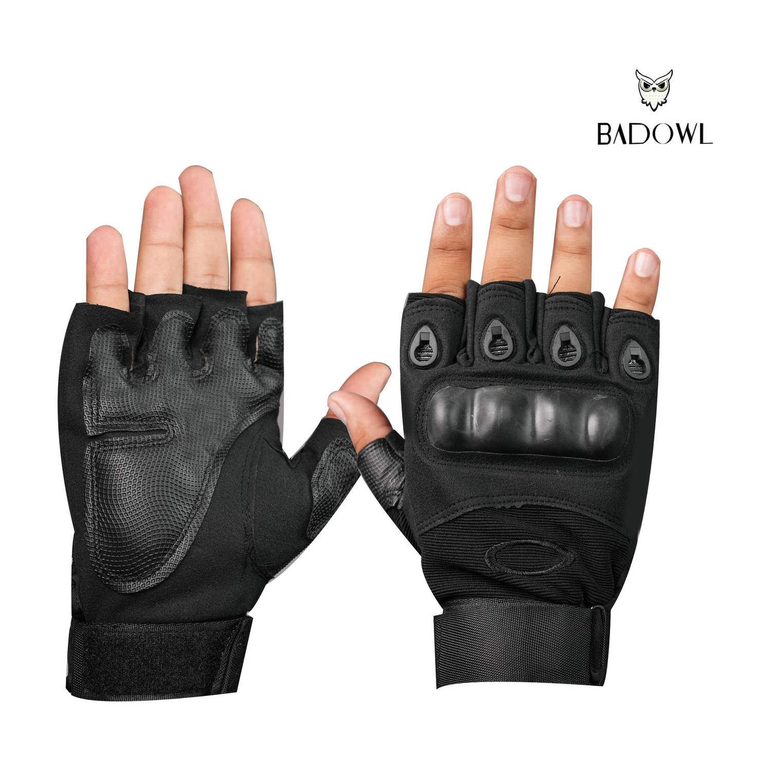 BAD OWL Nylon Tactical Half-Finger Gloves For Sports, Hard Knuckle, Motorcycle Riding Riding Gloves