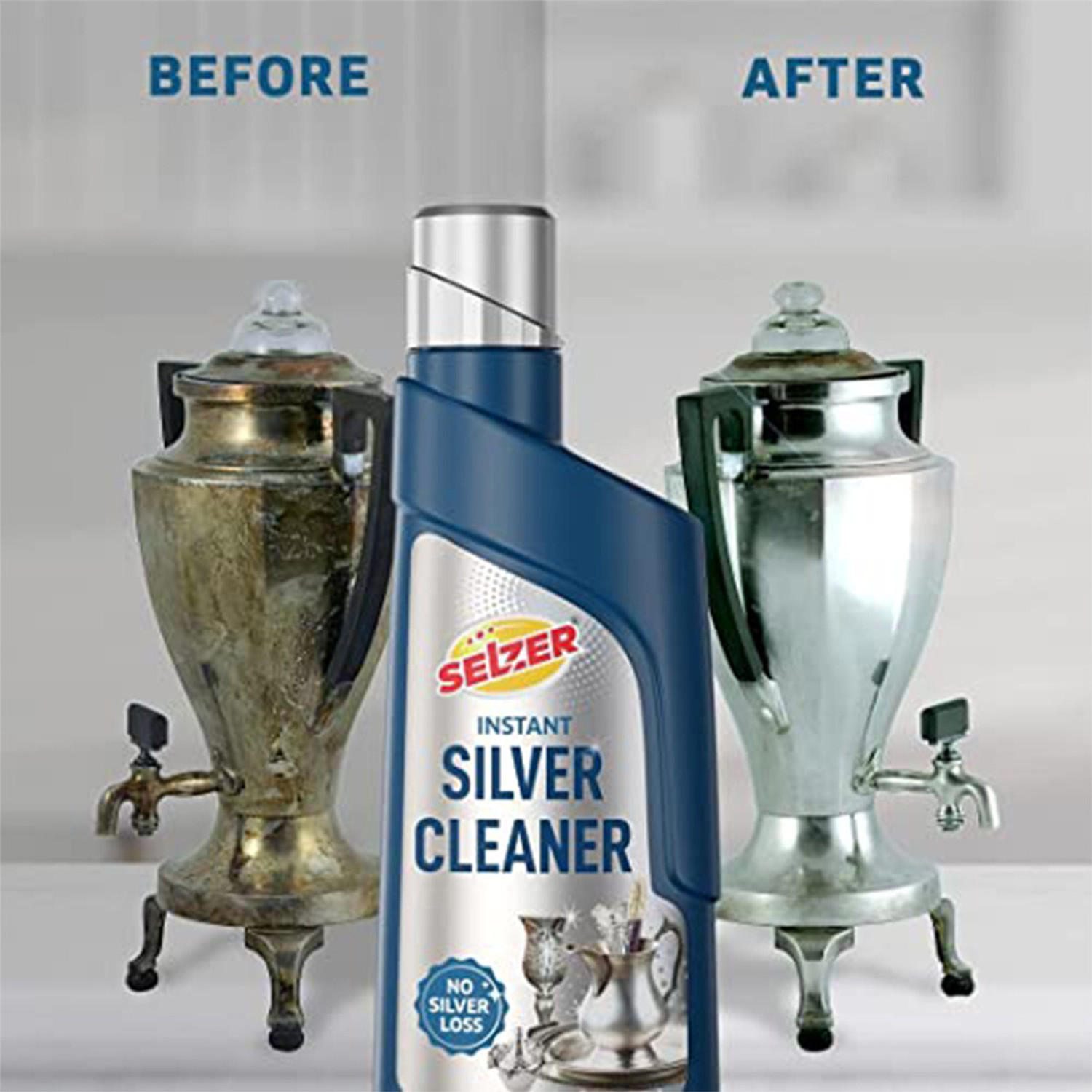 Image of SELZER Instant Silver Cleaner Liquid for Jewellery - 250ml Silver Dip Stain Remover