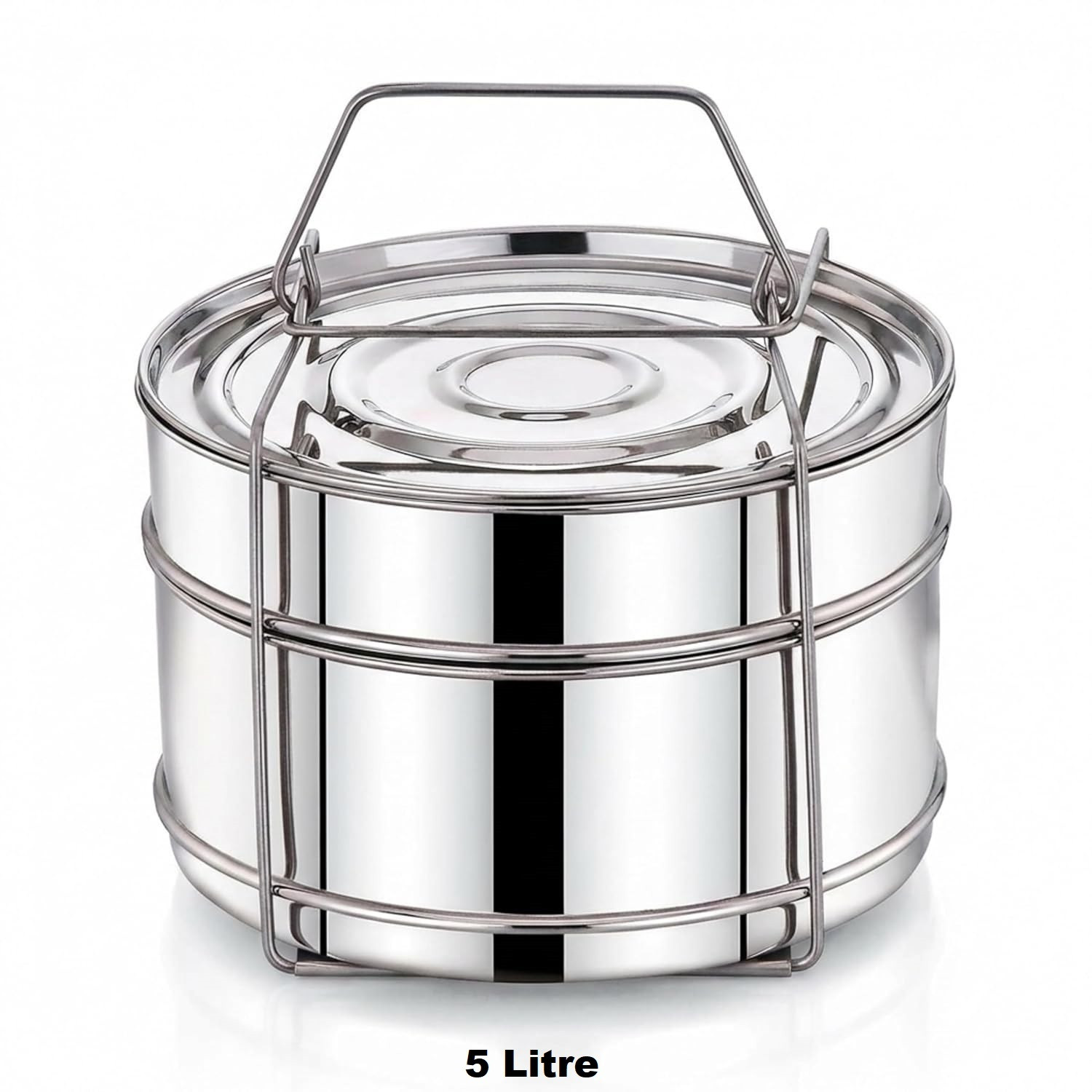 Image of Onions Expresso 5L Outer Lid Cooker Separator Set (2 Containers) Stainless Steel Steamer