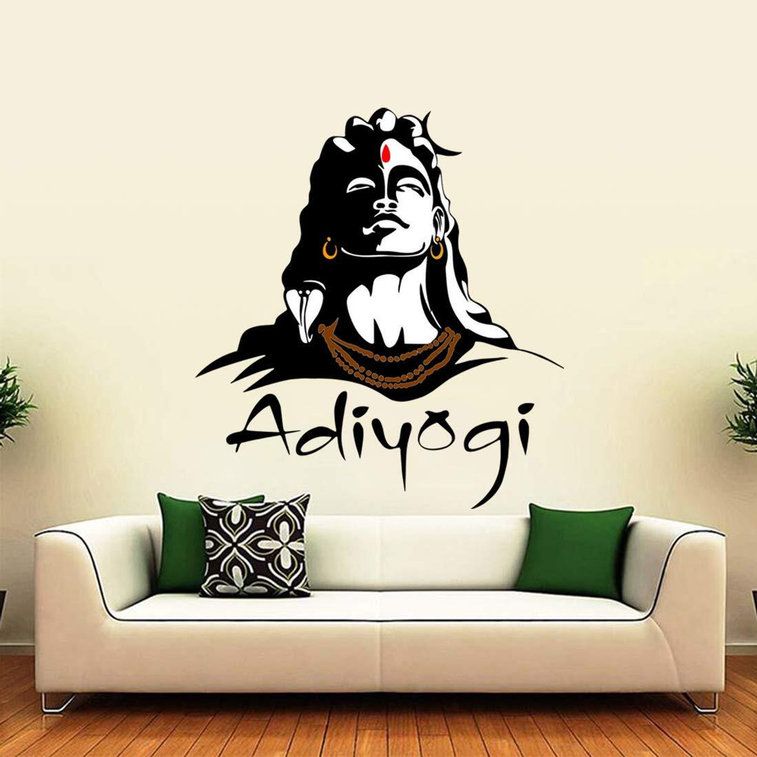 Image of The Printpack 60 cm 55 Cm Black Adiyogi God Shiva Transparent Self Adhesive Sticker
