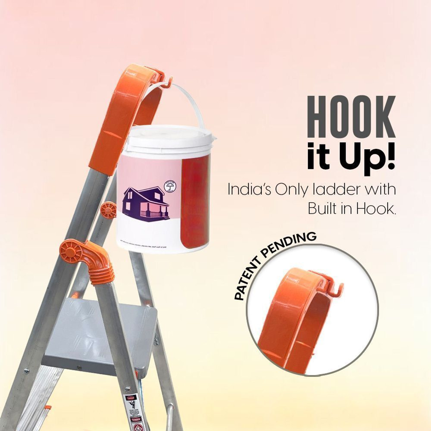 Image of ProHome 8 Steps Premium Heavy Platform Aluminum Ladder for Household with 5 Anti Skid shoes Aluminium Ladder