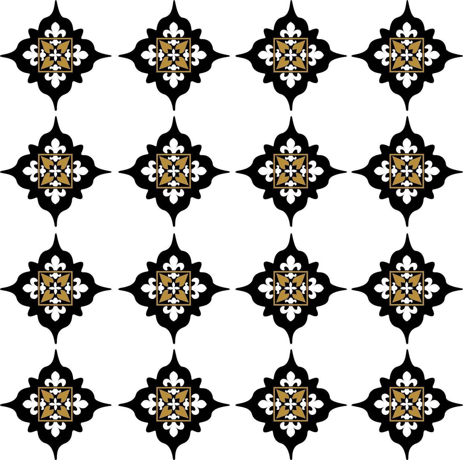 Aashrut decor 8 cm Decorative waterproof Floor sticker (16 pcs) Self Adhesive Sticker