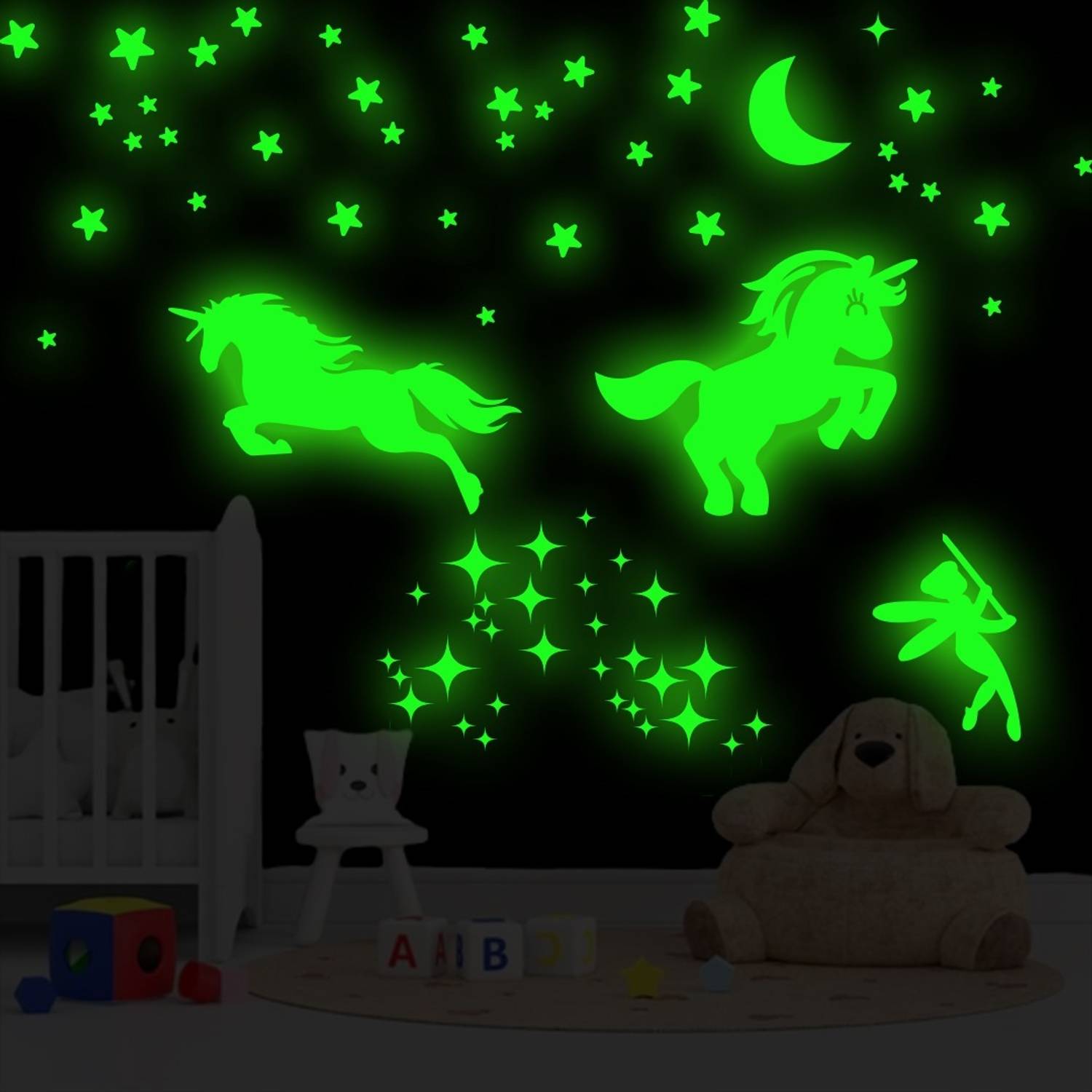 Ashamohar 30 cm Galaxy of Stars Horse Radium Stickers for Bedroom, Radium Self Adhesive Sticker