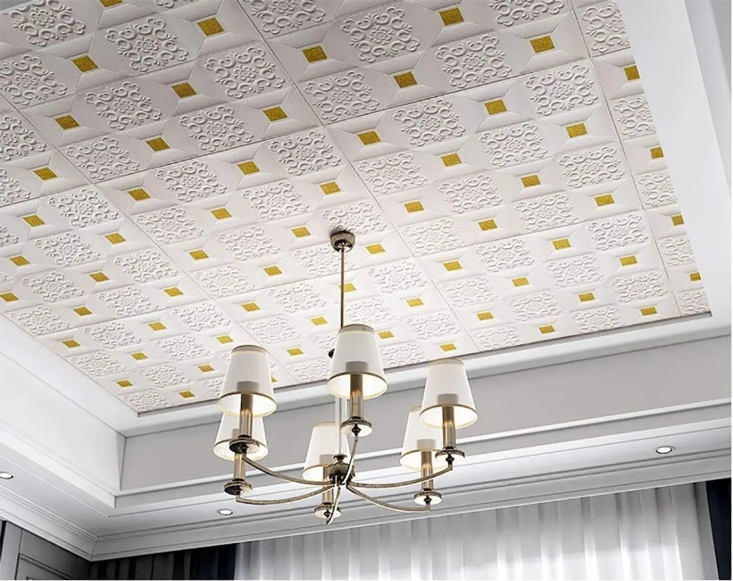 Image of Diseno Decorative White, Gold Wallpaper Pack of 10