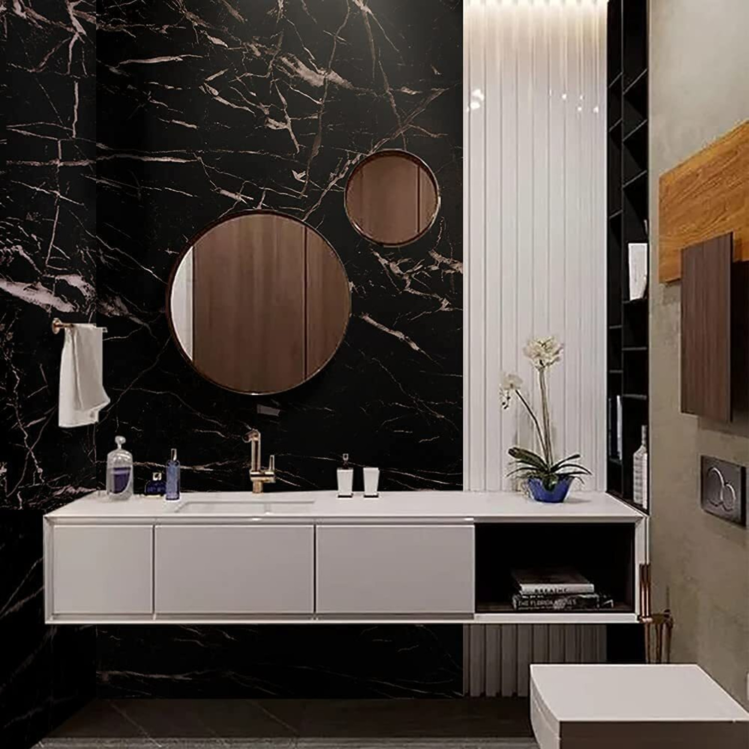 Image of Amar Enterprise Vinyl Black Marble Granite Waterproof Self Adhesive 200 x 60 cm(pack of 5) Pack of 5