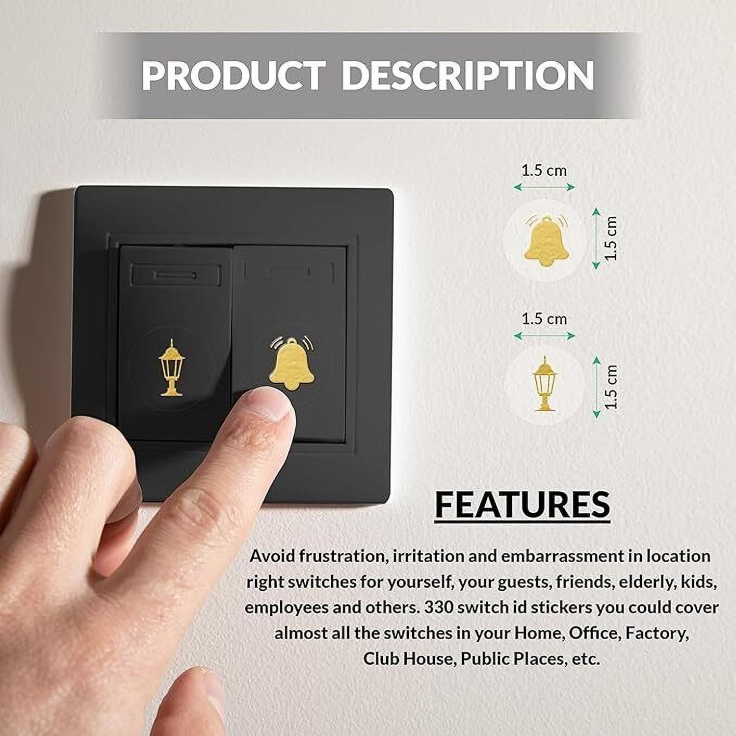 Image of RSB HUB 1.5 cm Premium Golden Holographic Foil Embossed Gold Switch Stickers Self Adhesive Sticker