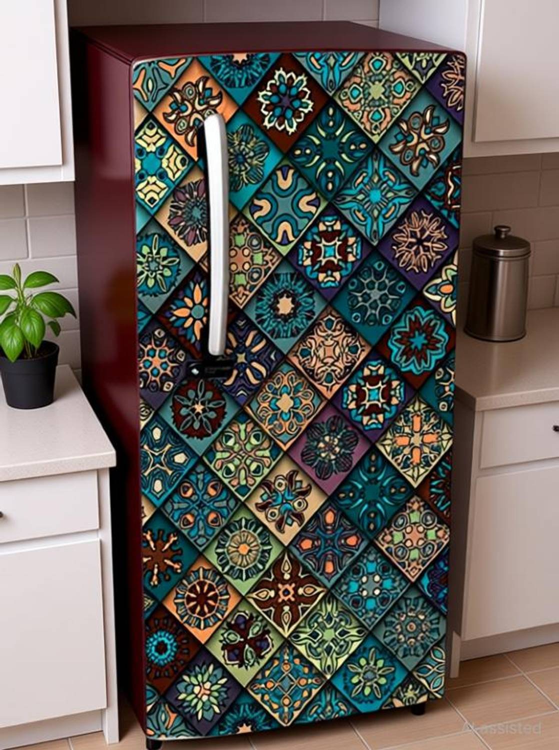 Anita Enterprises 49 inch Fridge Single Door Wallpaper Sticker Wrap For Refrigerator (Size 24x49 inch) Self Adhesive Sticker