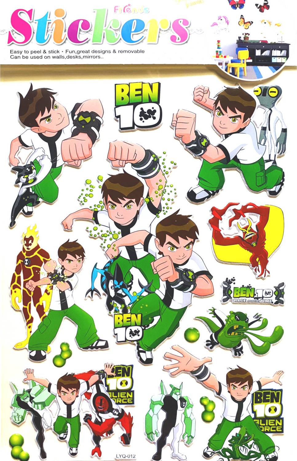 BTC 3 inch Ben10 cartoon stickers pack of 2 Removable Sticker