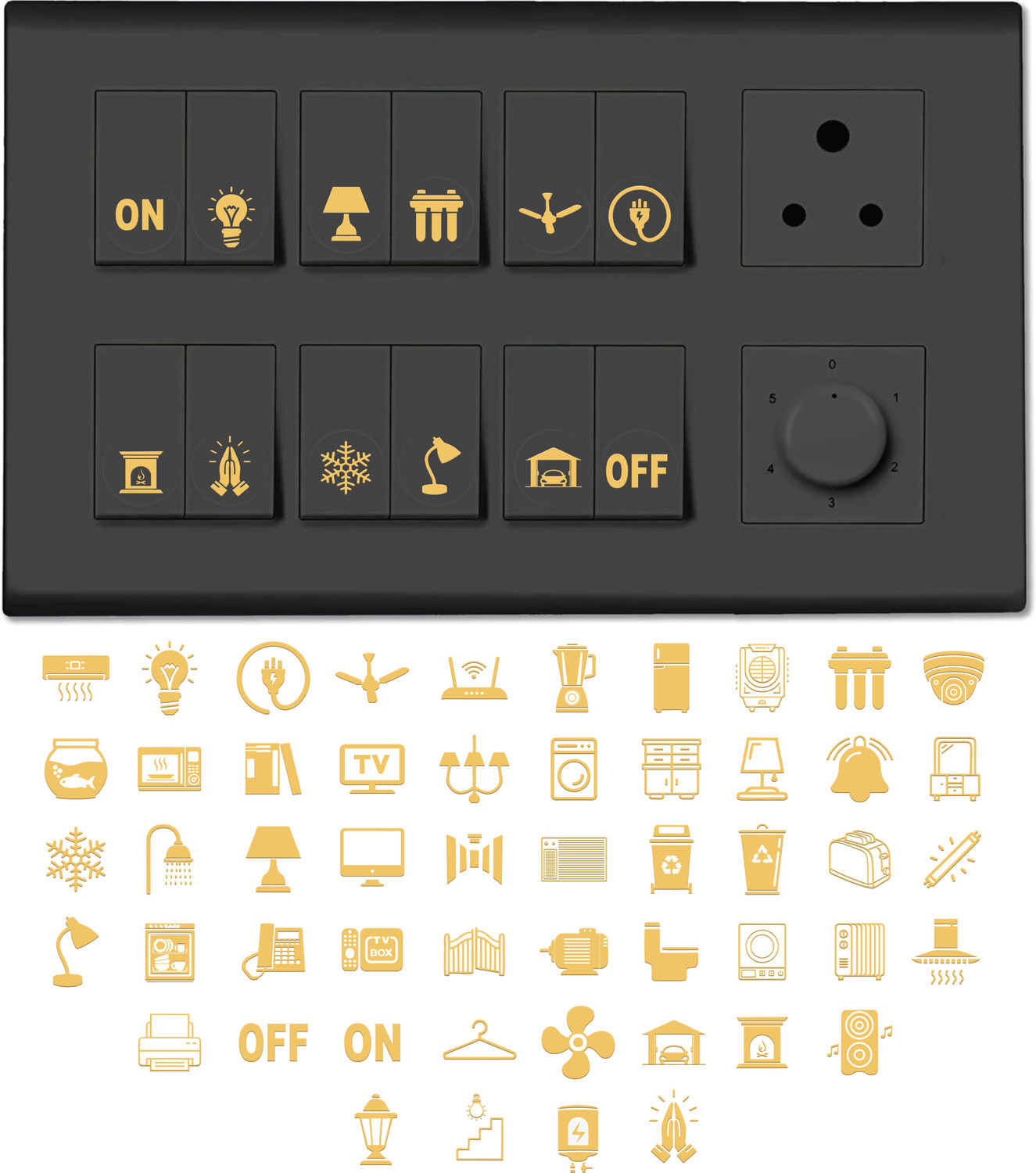 Image of RSB HUB 1.5 cm Premium Golden Holographic Foil Embossed Gold Switch Stickers Self Adhesive Sticker