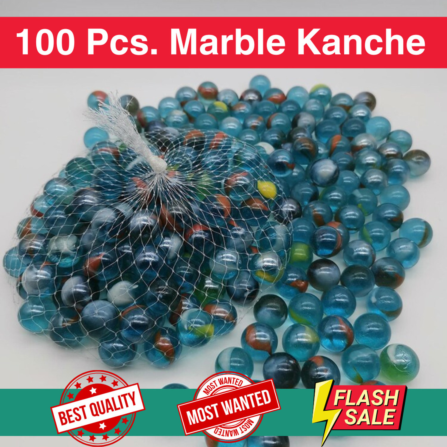 Image of Infojerk Lifestyle (Pack Of 100) Pebbles Glass Marbles Kanche Goli - Glass Marble Bulk Pack Regular Round Fire Glass Pebbles
