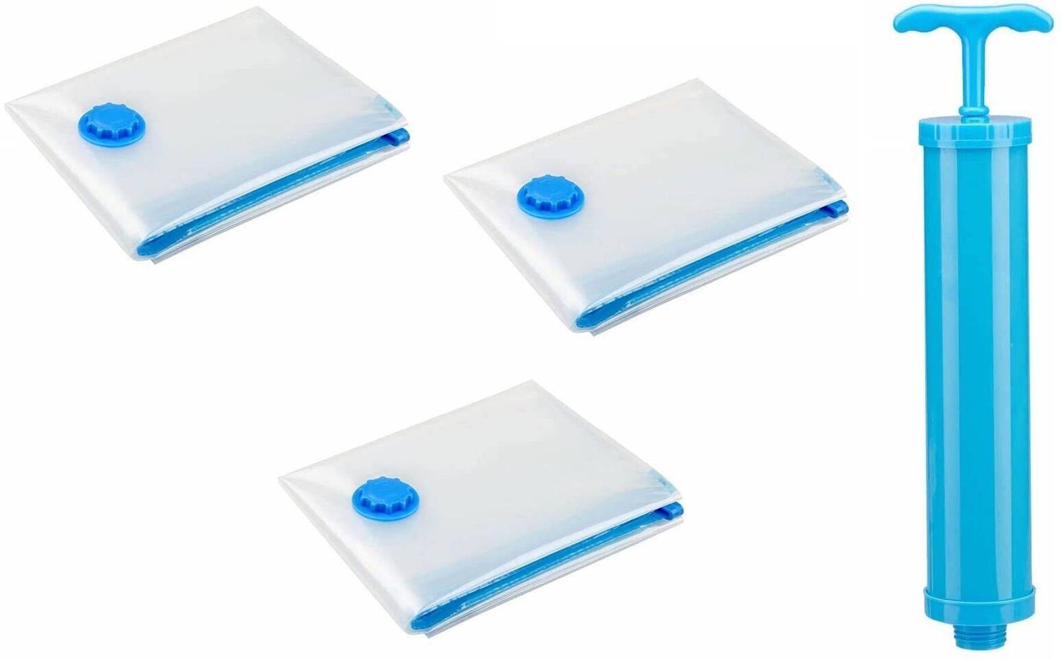 ANADI Reusable Vacuum Storage Space Saver Compression Sealer Bags for Clothes, Quilts, with Compact Hand Pump for Travel (Pack of 3, SIZE : 70cm x100 cm) Travel Storage Vacuum Bags