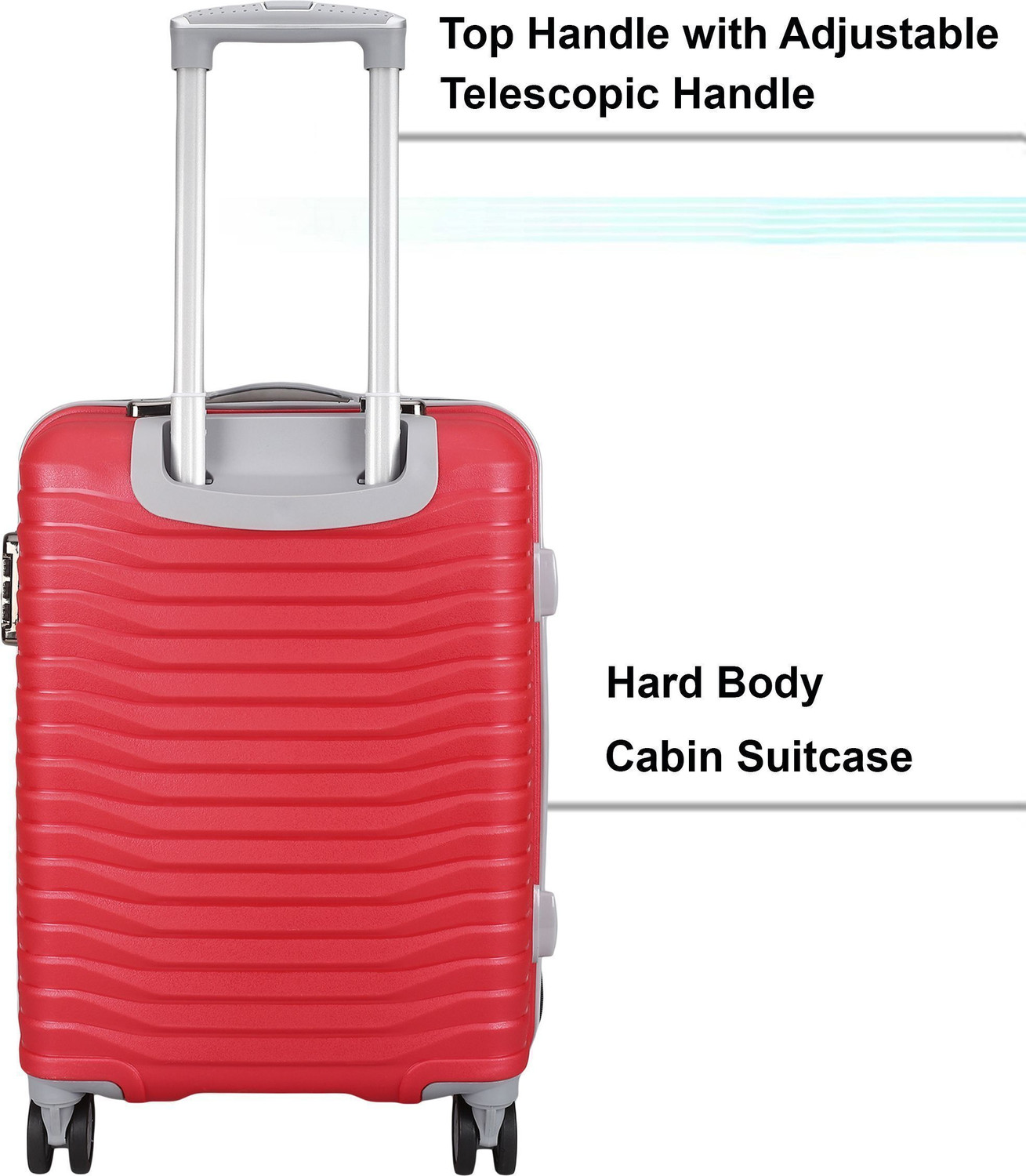 Image of TrekLite Small Cabin & Check-in Set (55 cm) 8 Wheels - Hard Sided,Combination Lock,8 Wheel Trolley Bag For Unisex-Red - Red