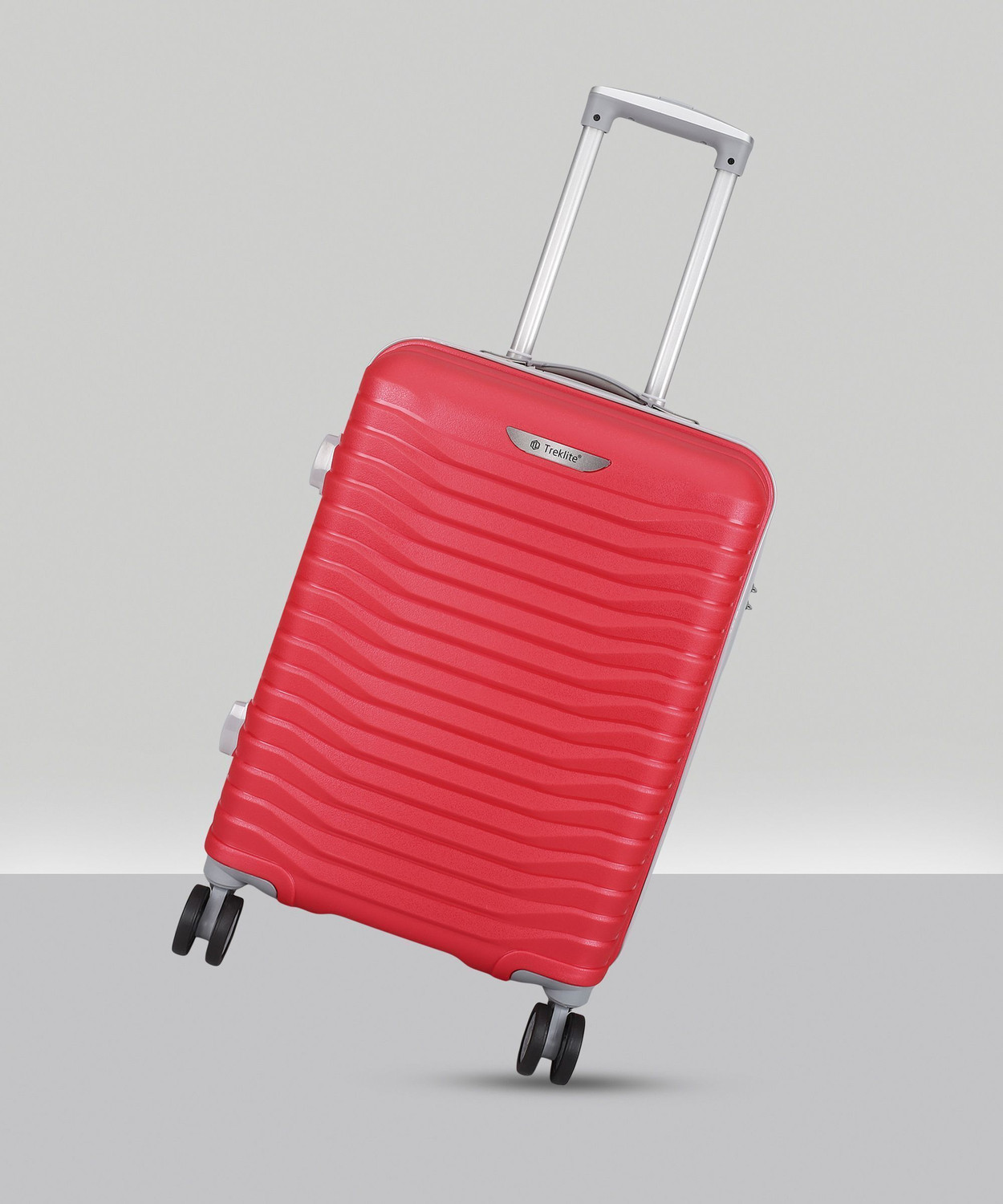 Image of TrekLite Small Cabin & Check-in Set (55 cm) 8 Wheels - Hard Sided,Combination Lock,8 Wheel Trolley Bag For Unisex-Red - Red