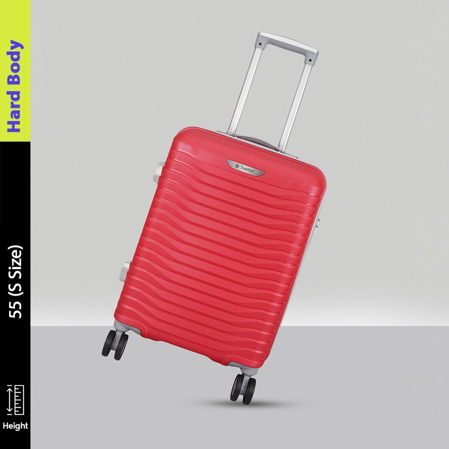 Image of TrekLite Small Cabin & Check-in Set (55 cm) 8 Wheels - Hard Sided,Combination Lock,8 Wheel Trolley Bag For Unisex-Red - Red