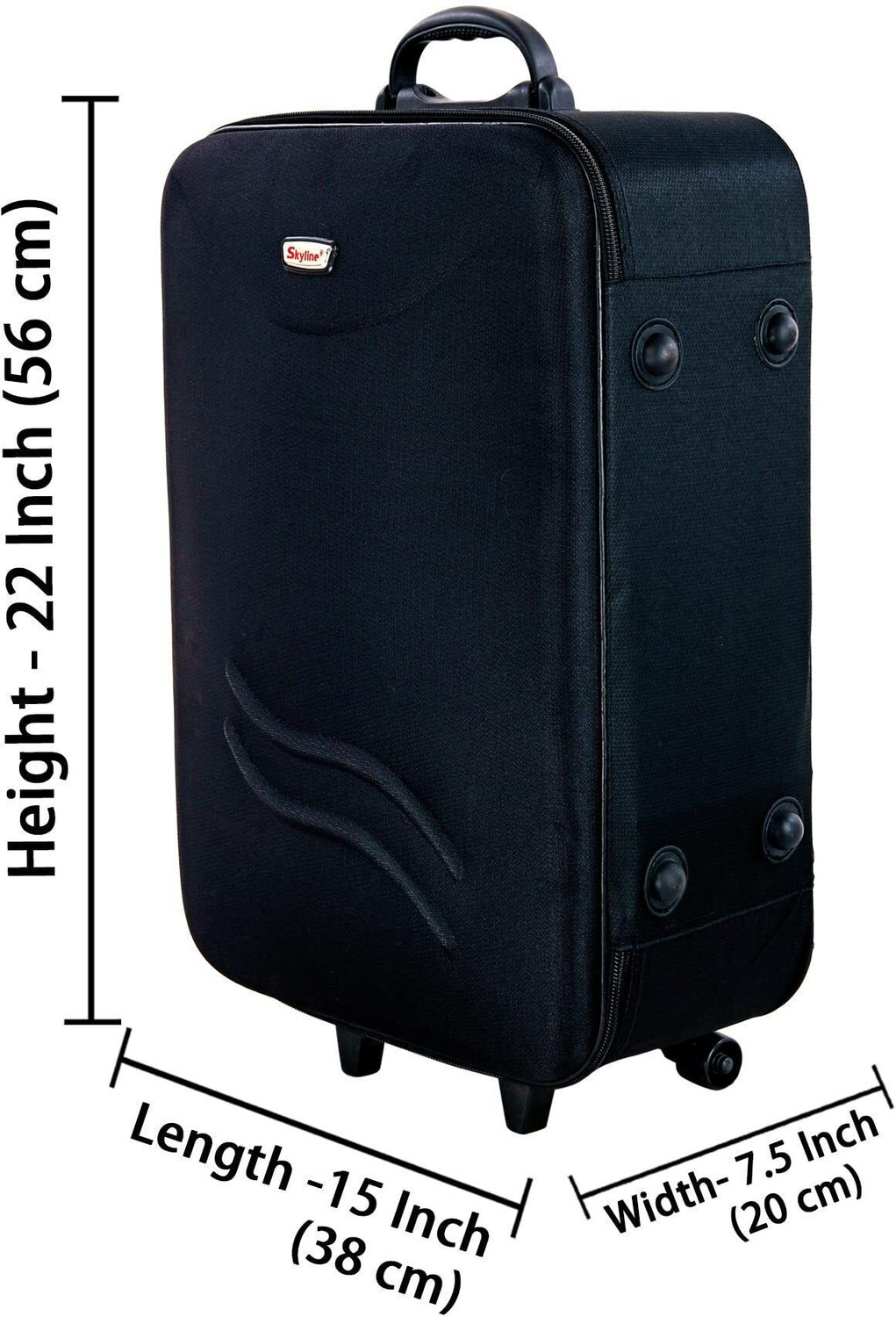 Image of SKYLINE Small Cabin & Check-in Luggage (56 cm) 3 Wheels - Travel Suitcase 22-inch Travel Trolley Suitcase with 3 Wheels & Number Lock - Black
