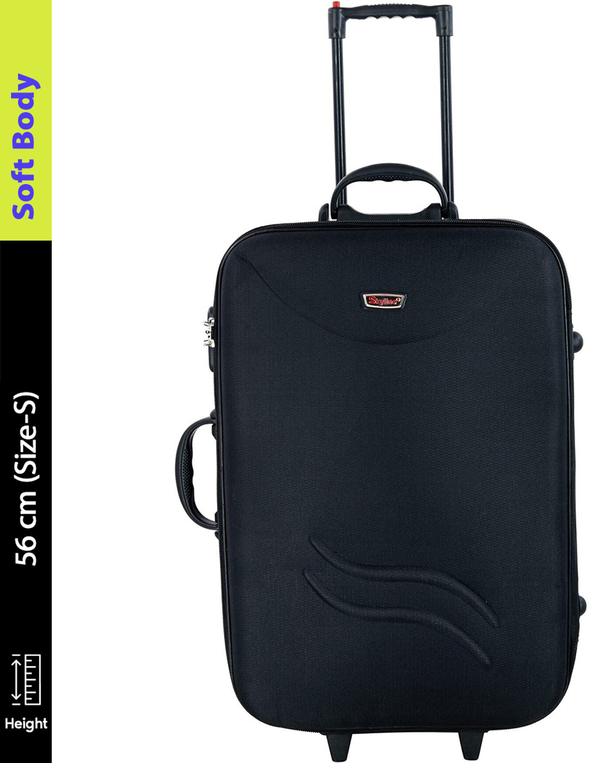 Image of SKYLINE Small Cabin & Check-in Luggage (56 cm) 3 Wheels - Travel Suitcase 22-inch Travel Trolley Suitcase with 3 Wheels & Number Lock - Black