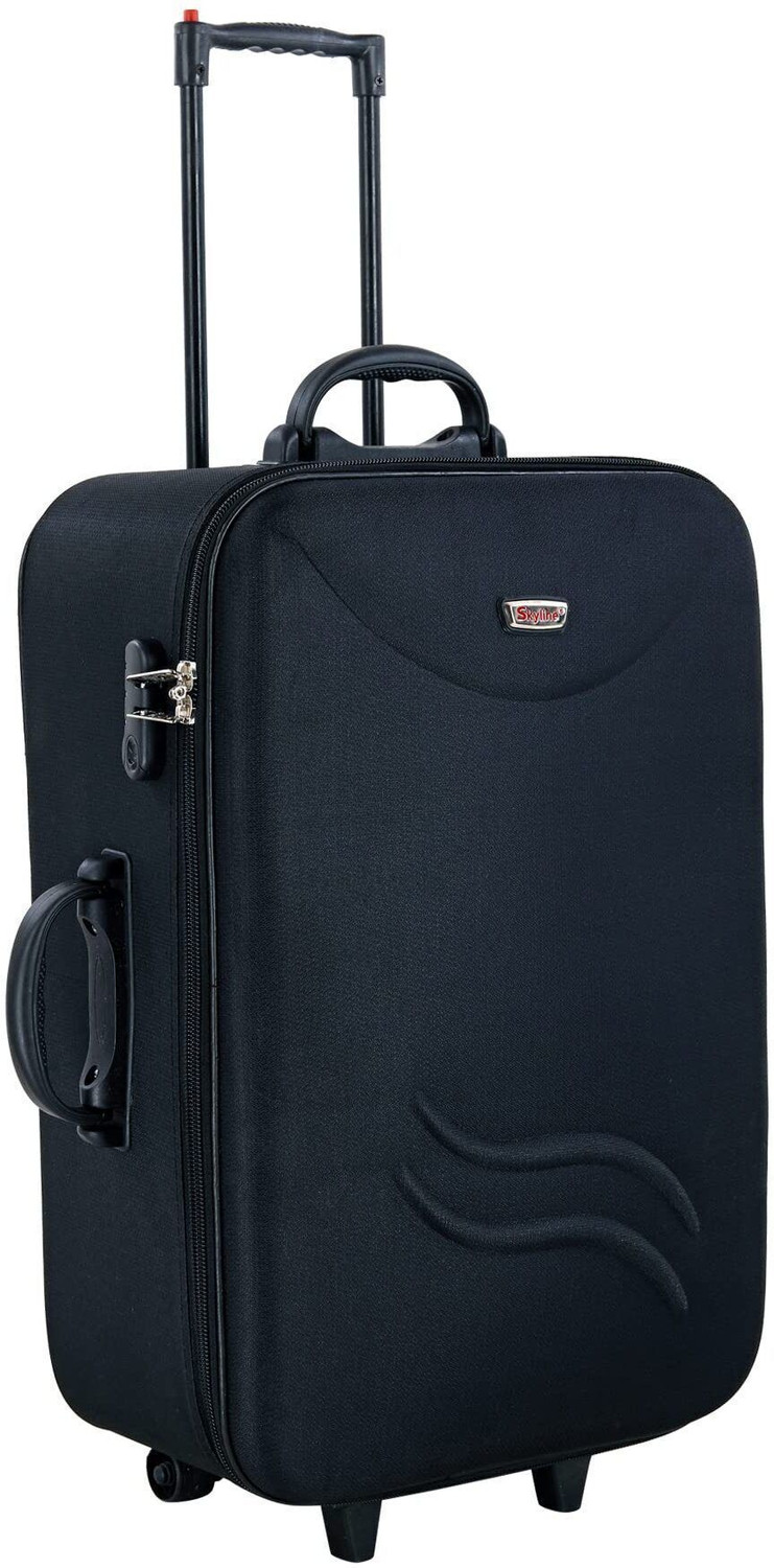 Image of SKYLINE Small Cabin & Check-in Luggage (56 cm) 3 Wheels - Travel Suitcase 22-inch Travel Trolley Suitcase with 3 Wheels & Number Lock - Black
