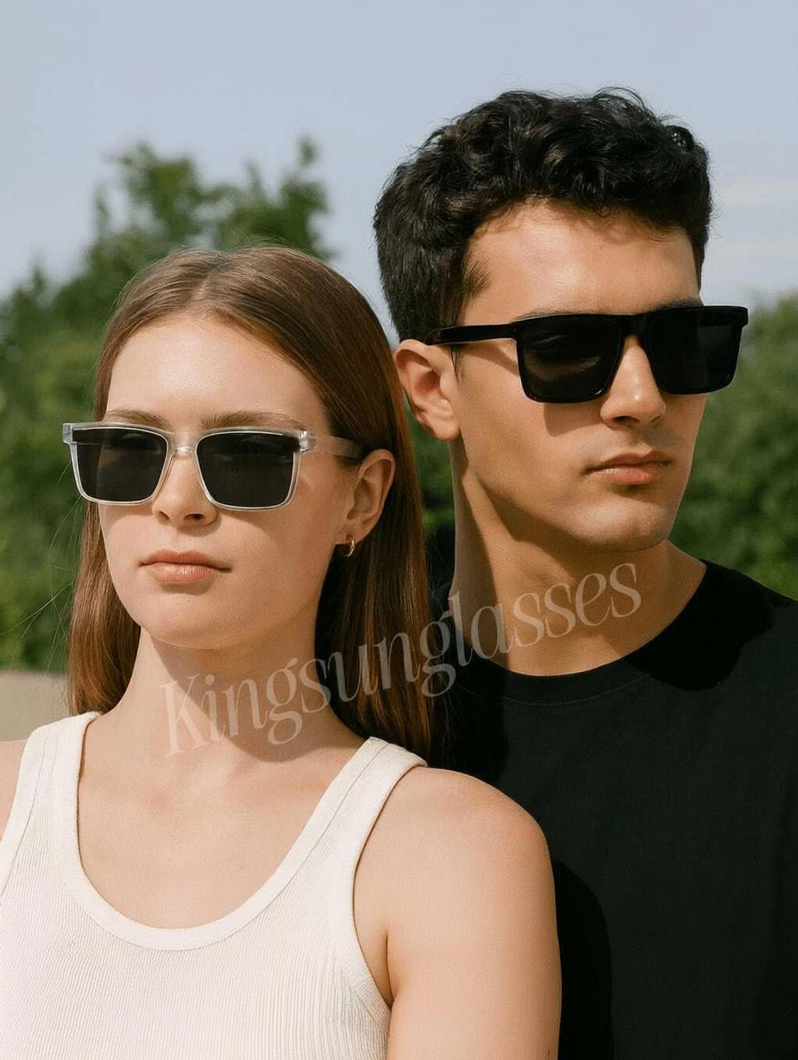 Image of kingsunglasses UV Protection, Gradient Rectangular Sunglasses (Free Size) (For Men & Women, Black, Black)