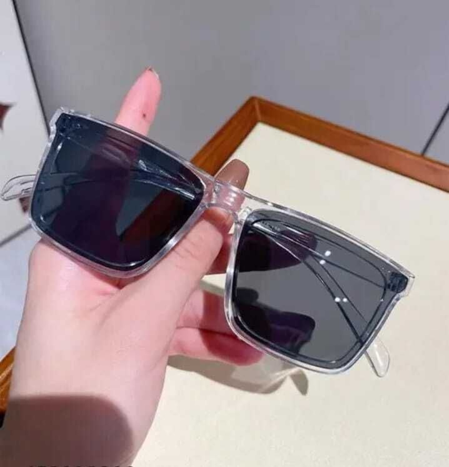 Image of kingsunglasses UV Protection, Gradient Rectangular Sunglasses (Free Size) (For Men & Women, Black, Black)