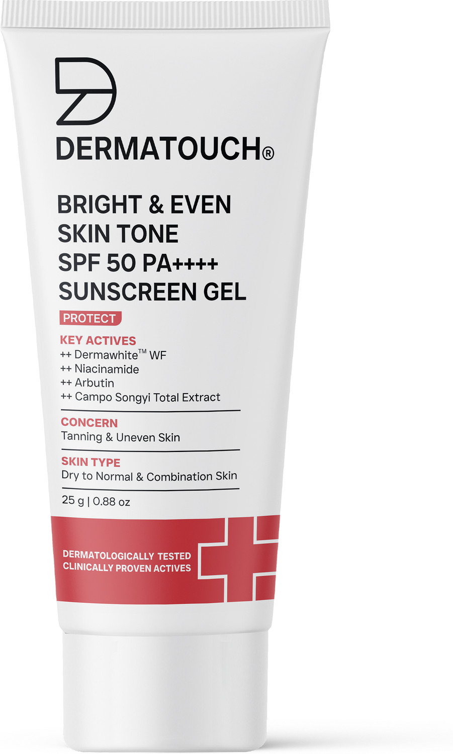 Image of Dermatouch Sunscreen - SPF 50 PA++++ Bright & Even Skin Gel with Niacinamide, Arbutin & UV Protection for Tone