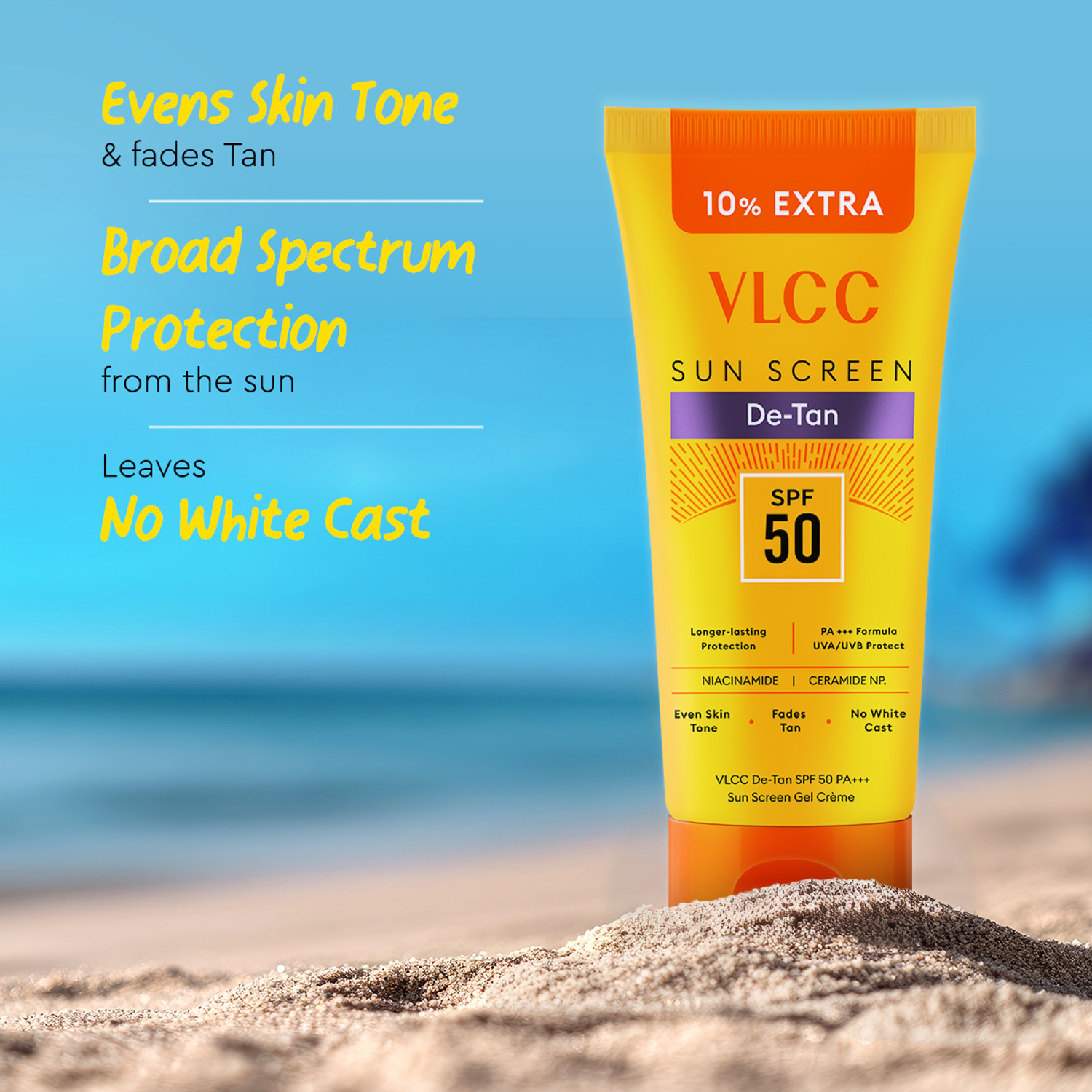Image of VLCC Sunscreen - SPF 50 PA+++ De-Tan Sunscreen Gel Cream - For Sun Protection