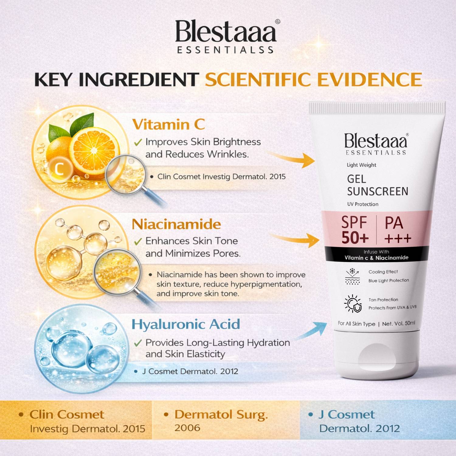 blestaaa essentialss Sunscreen SPF 50 PA+++ 50ml - Image 3