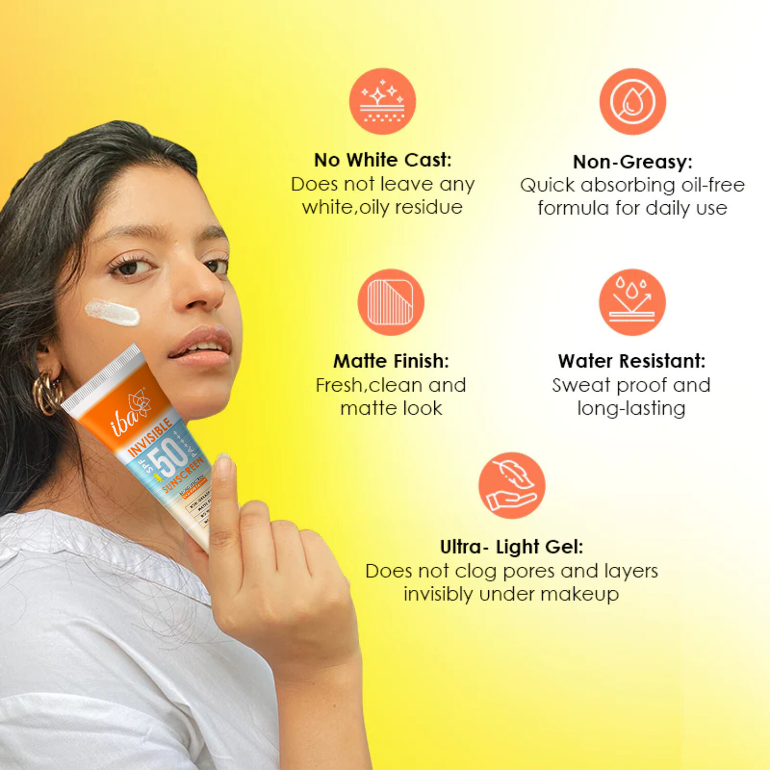 Image of Iba Sunscreen - SPF 50 PA++++ Invisible For All Skin Types Gel Based